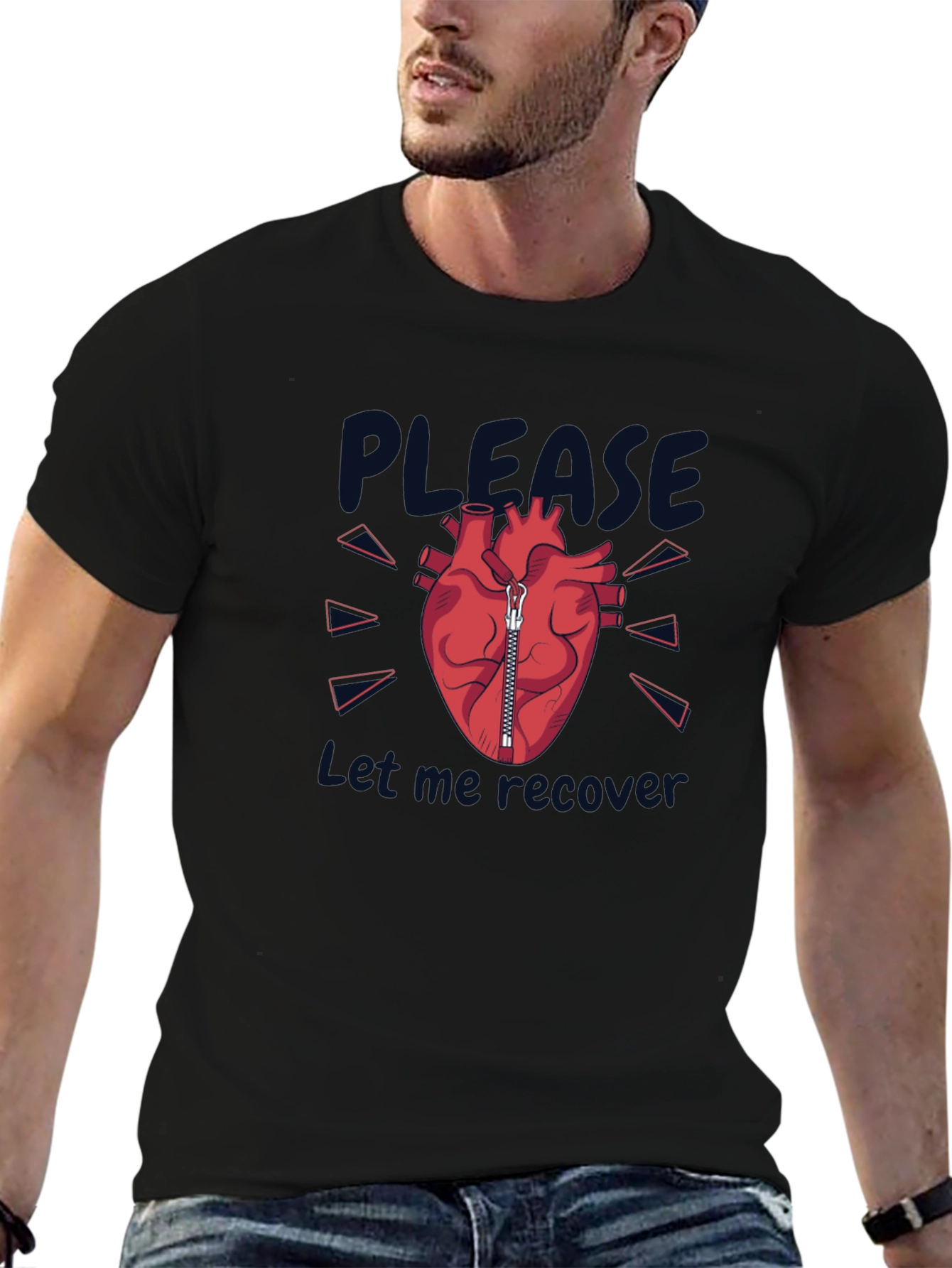 Please Let Me Recover Heart Zipper T-Shirt