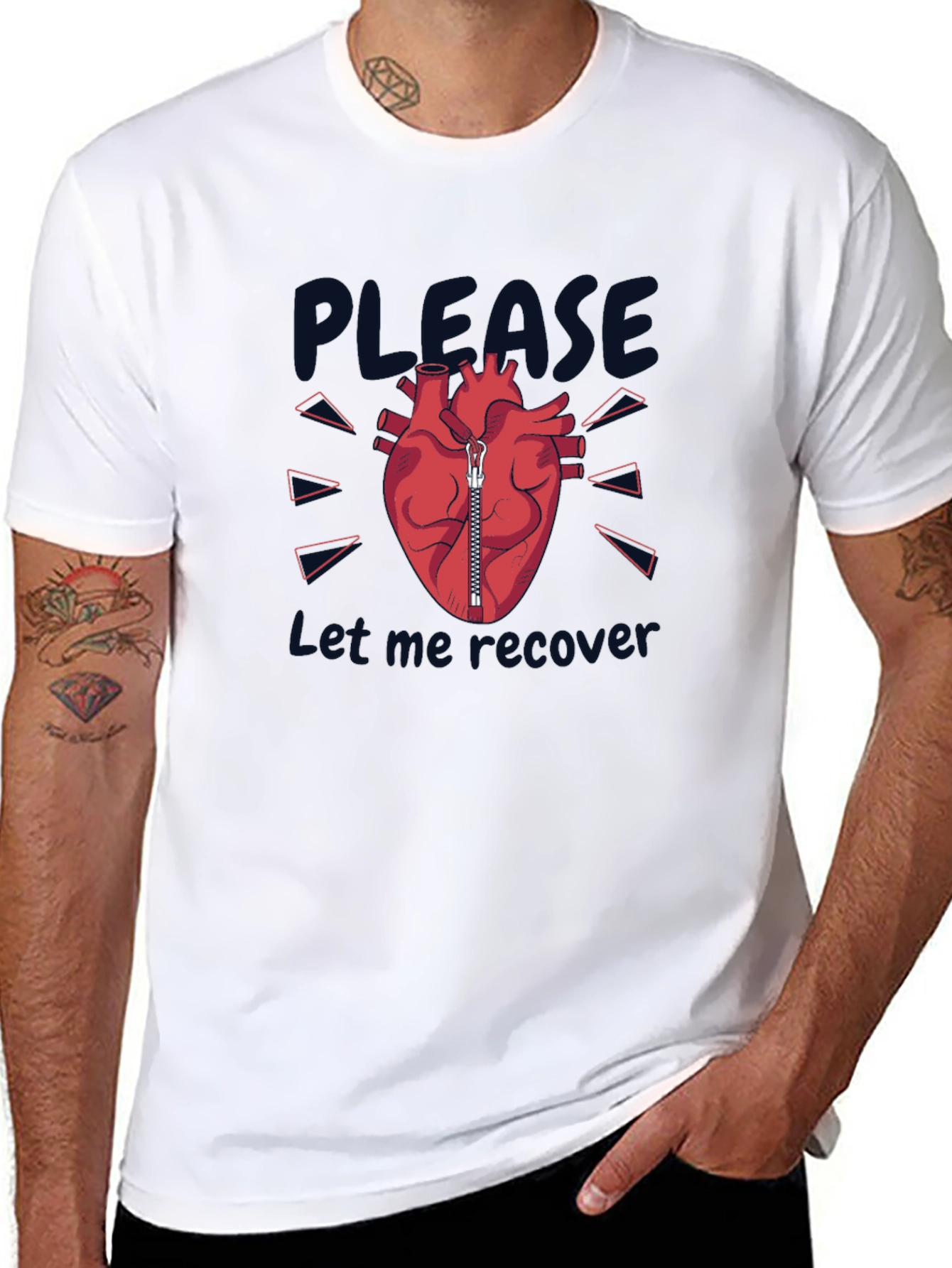 Please Let Me Recover Heart Zipper T-Shirt