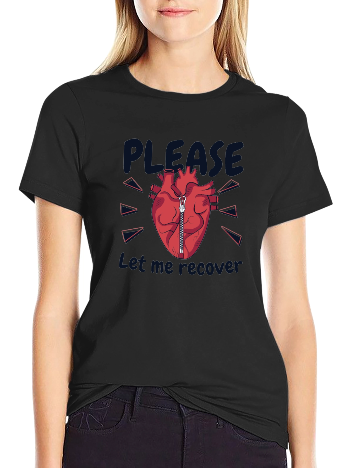 Please Let Me Recover Heart Zipper T-Shirt