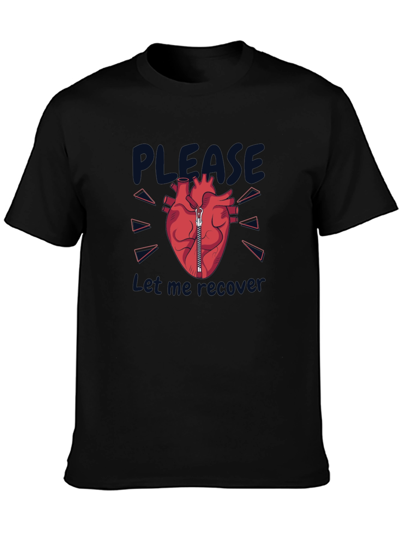 Please Let Me Recover Heart Zipper T-Shirt