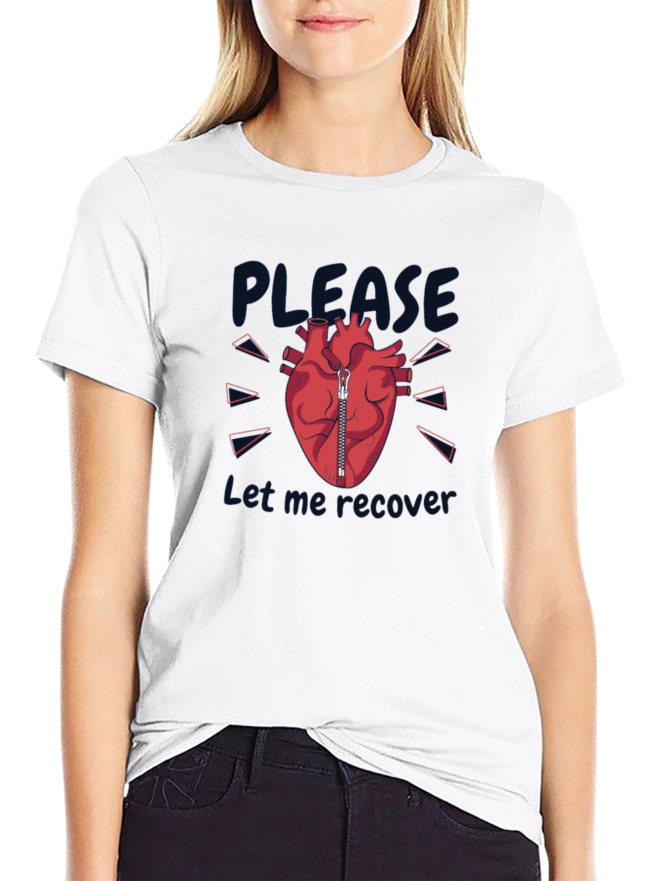 Please Let Me Recover Heart Zipper T-Shirt