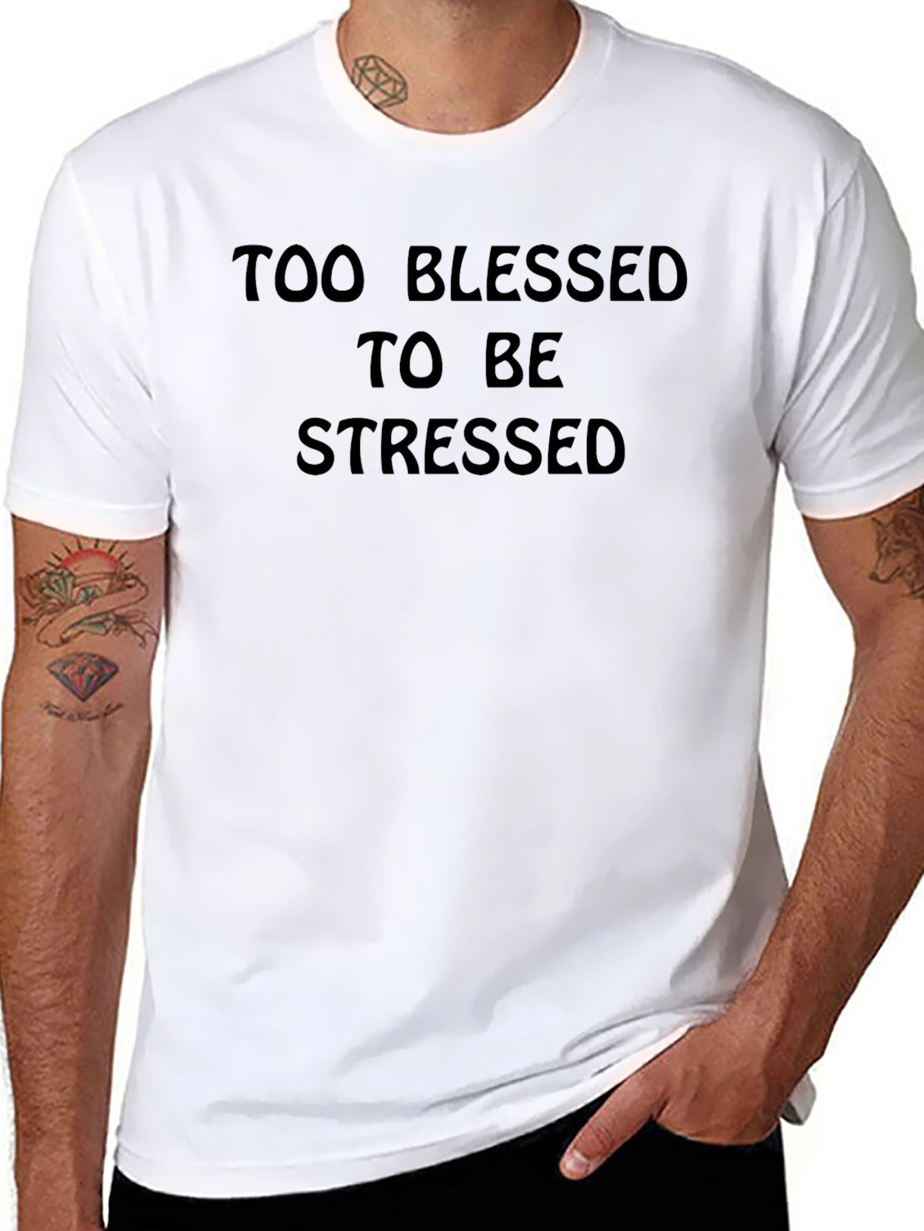 Too Blessed to Be Stressed Black Tee