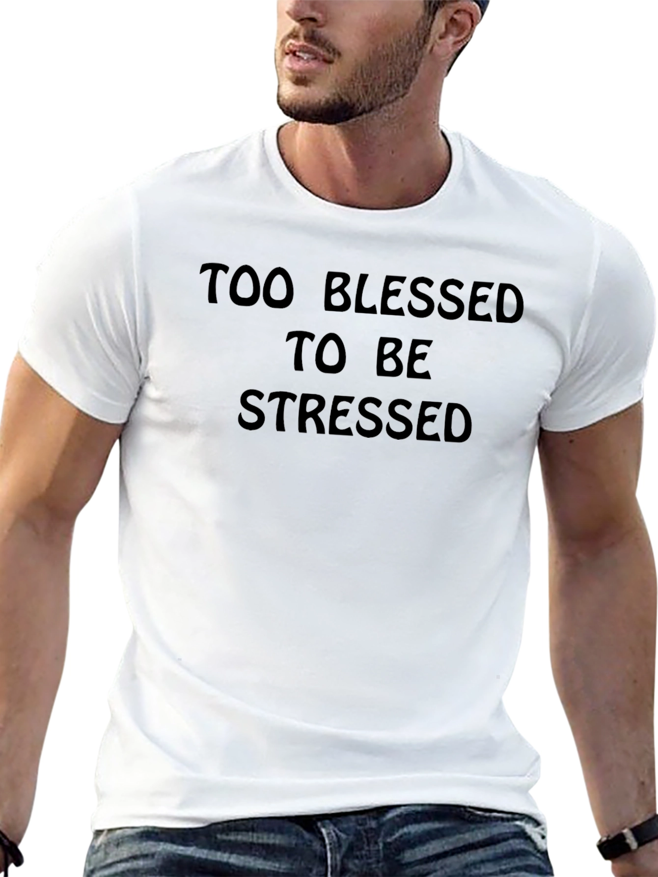 Too Blessed to Be Stressed Black Tee