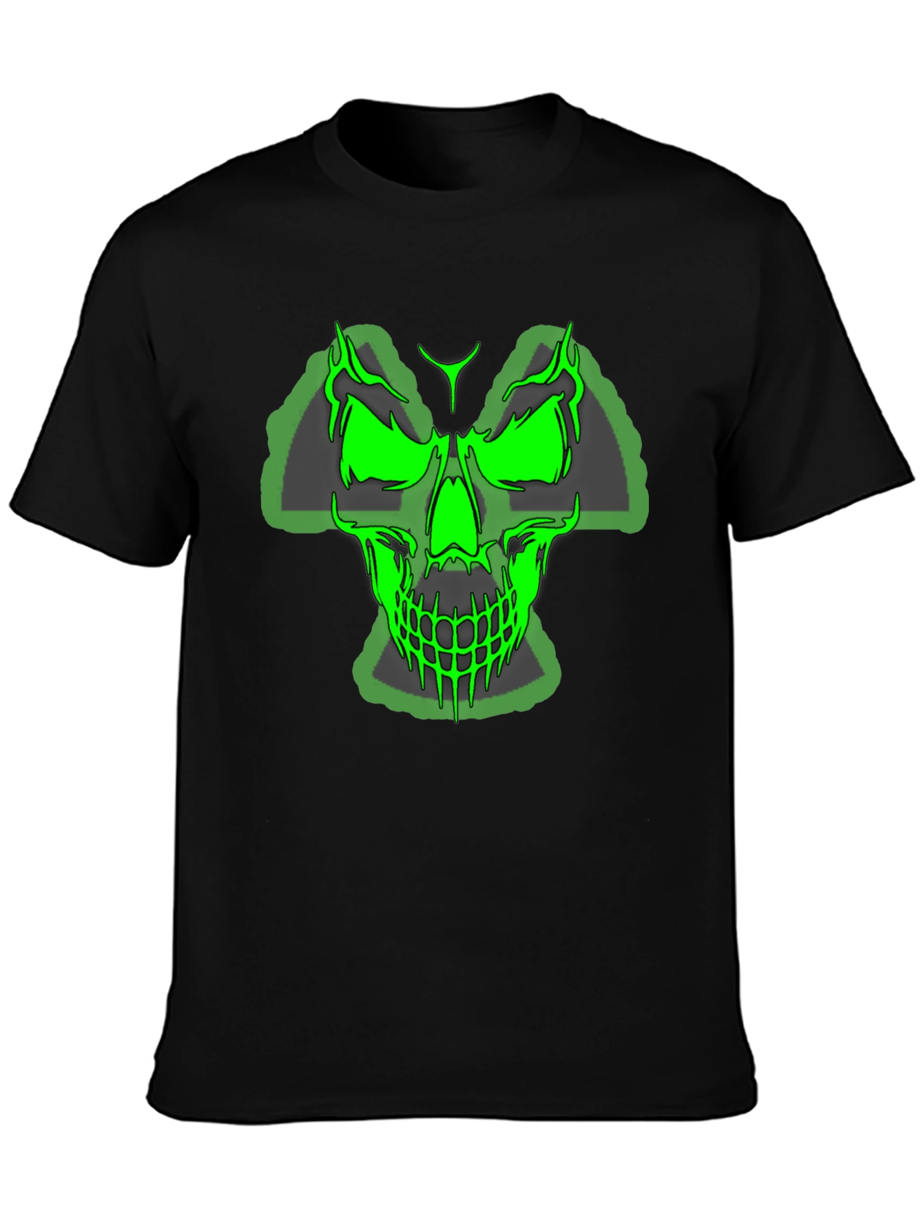 Green Skull Graphic Tee - Mens Black T-Shirt