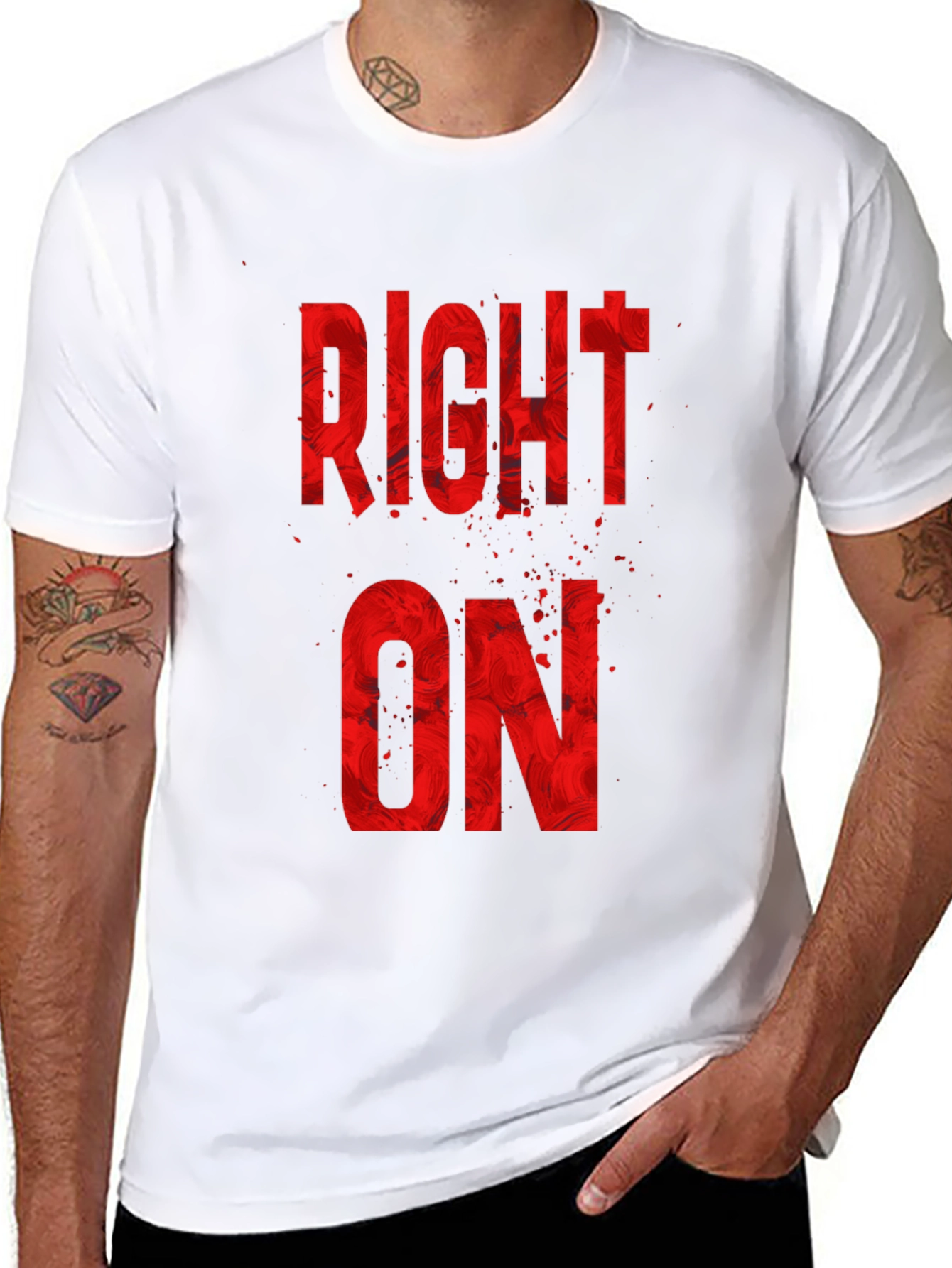 Right On Graphic Tee - Bold Red Design