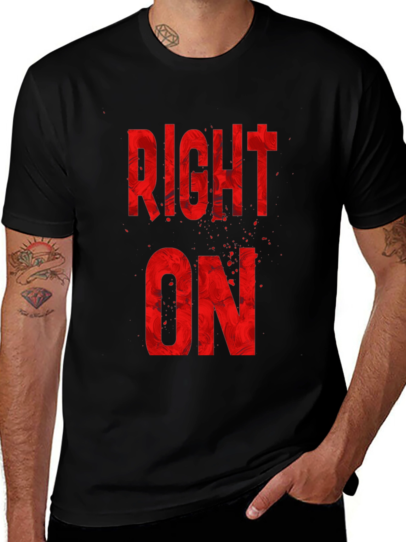 Right On Graphic Tee - Bold Red Design