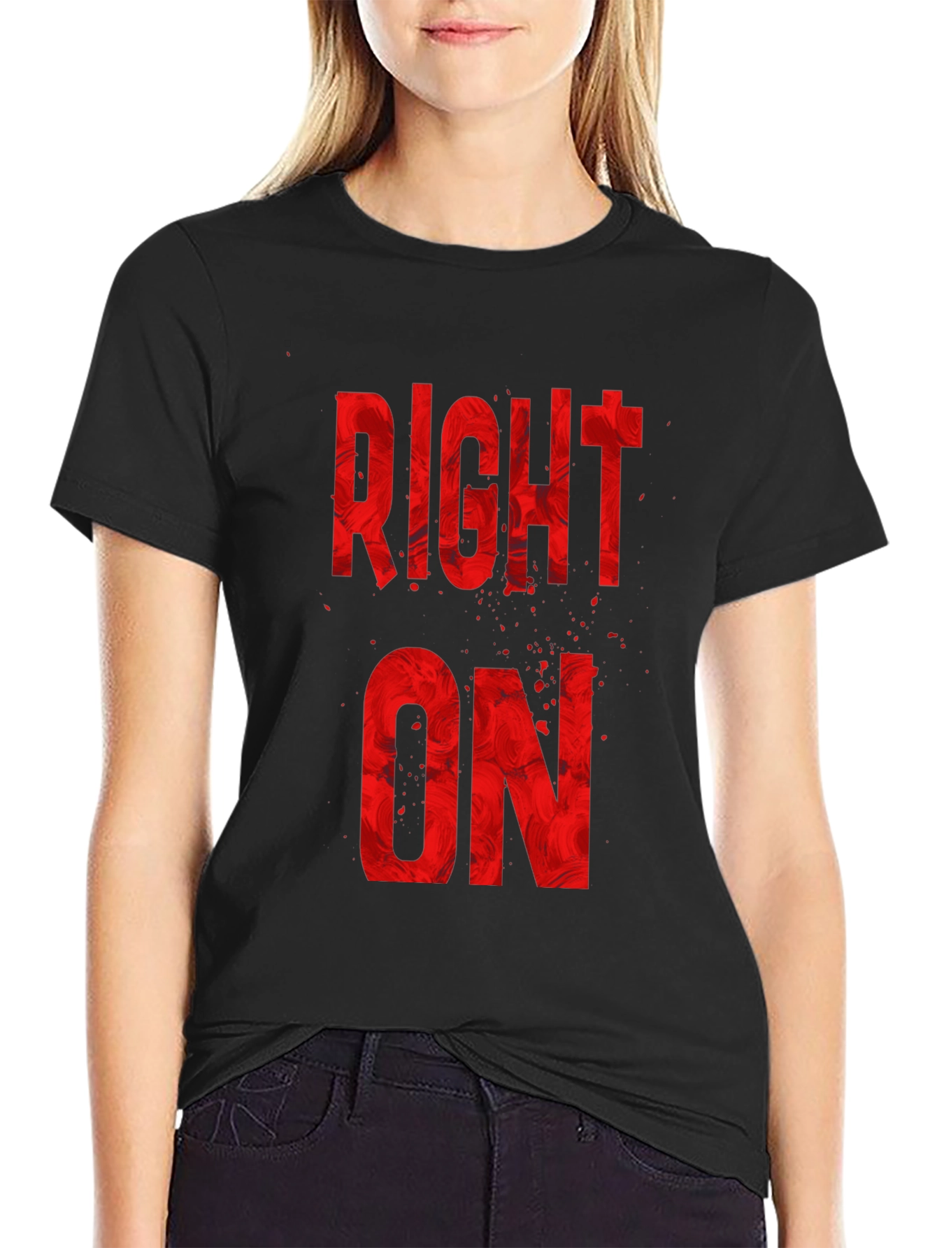 Right On Graphic Tee - Bold Red Design