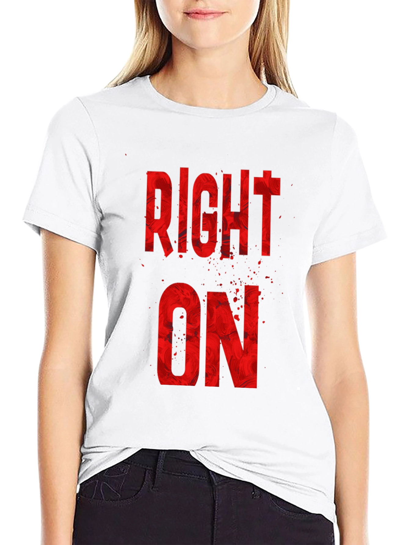 Right On Graphic Tee - Bold Red Design