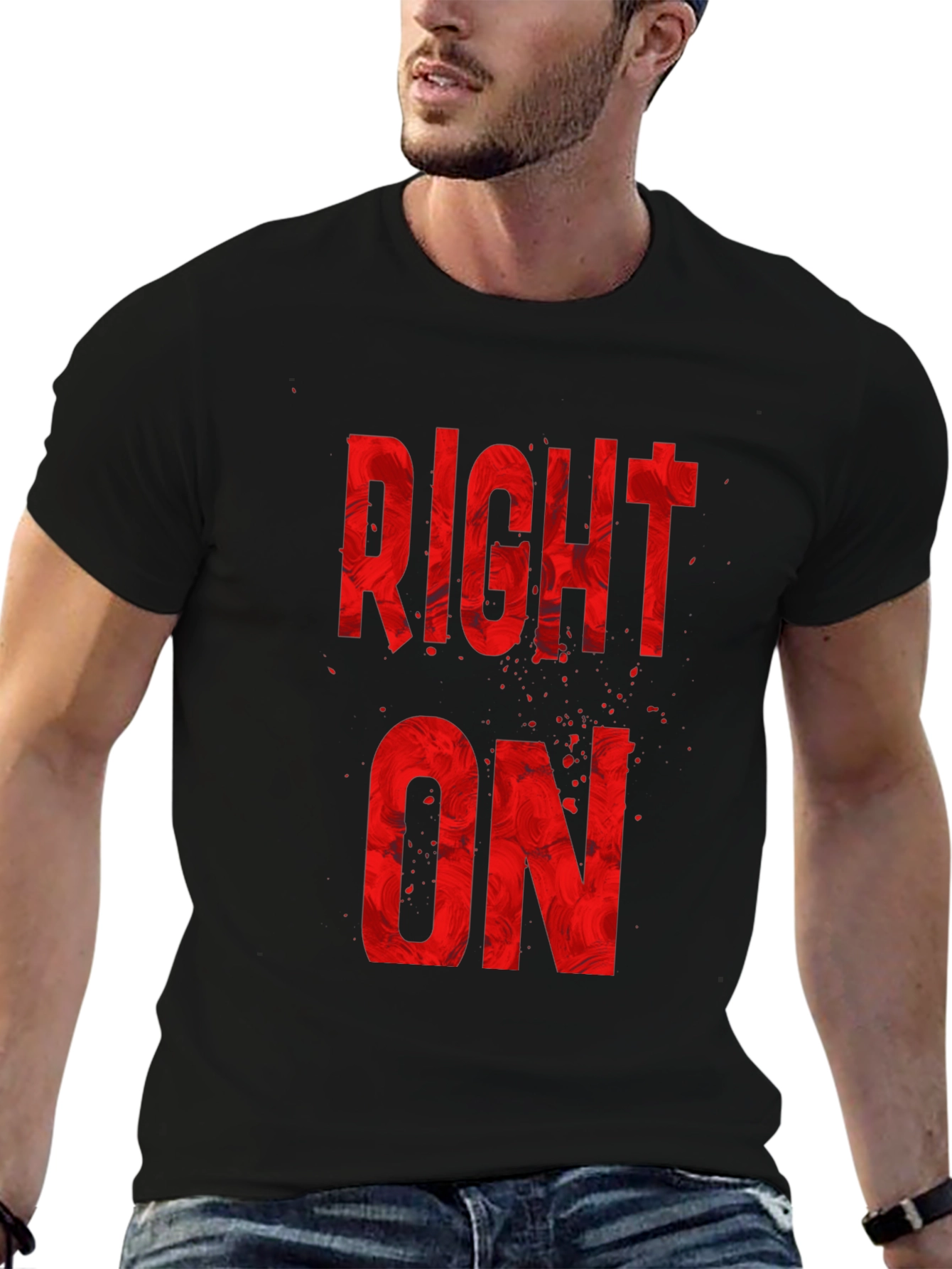 Right On Graphic Tee - Bold Red Design