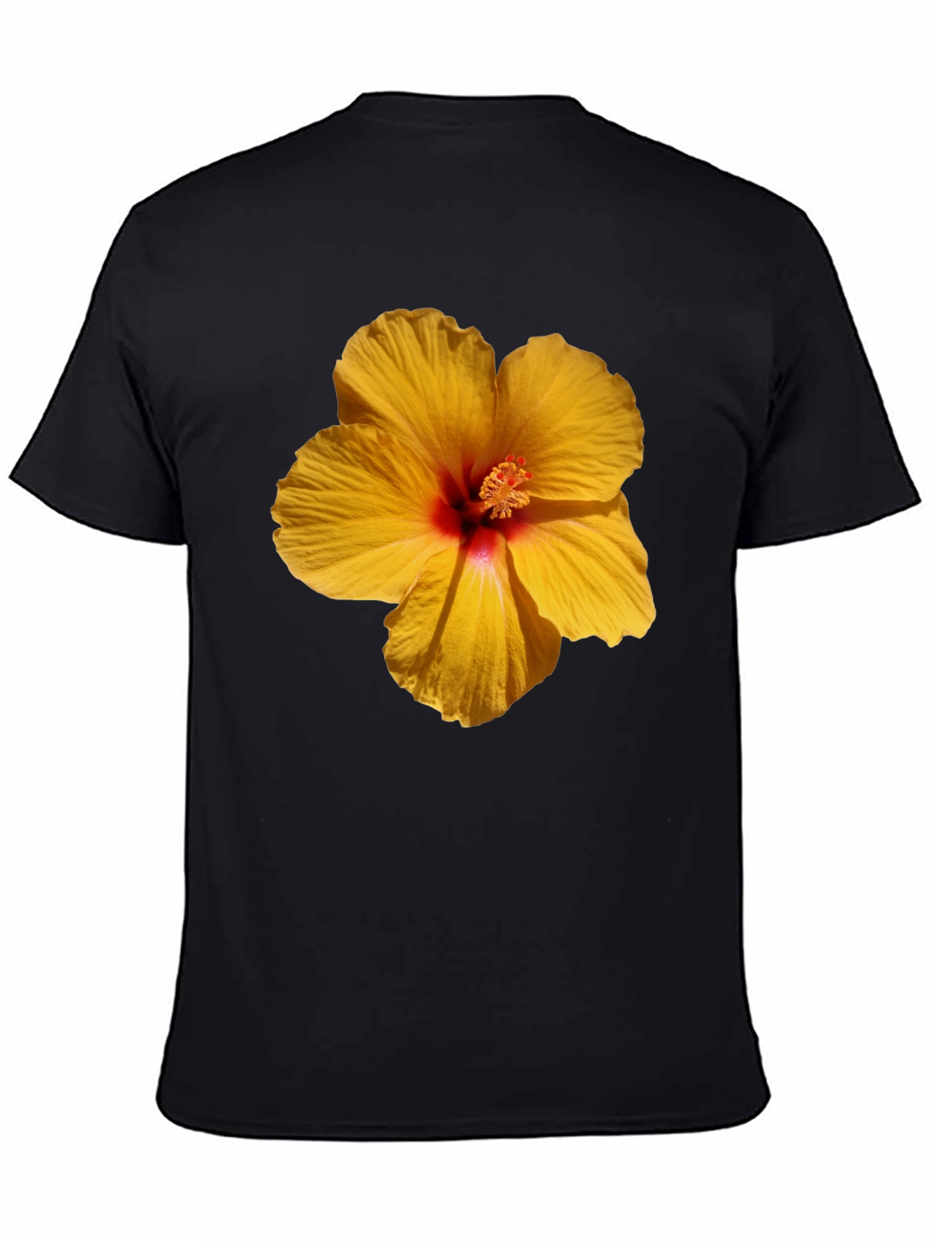 Hibiscus Flower Graphic Tee - Casual Black T-Shirt