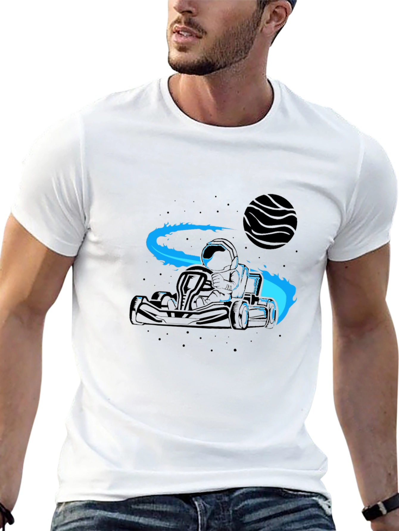 Astronaut Go-Kart T-Shirt - Black Graphic Tee