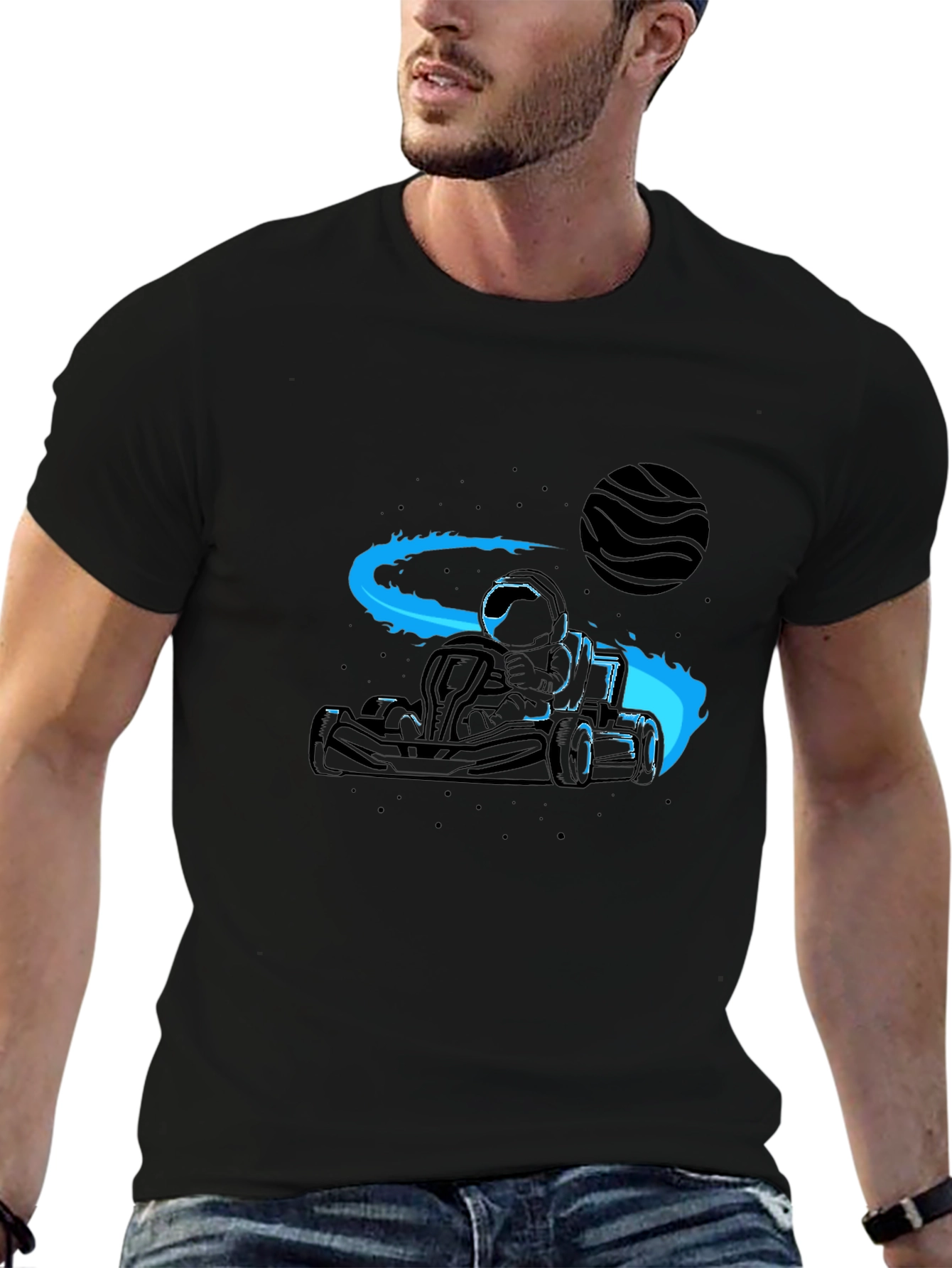 Astronaut Go-Kart T-Shirt - Black Graphic Tee