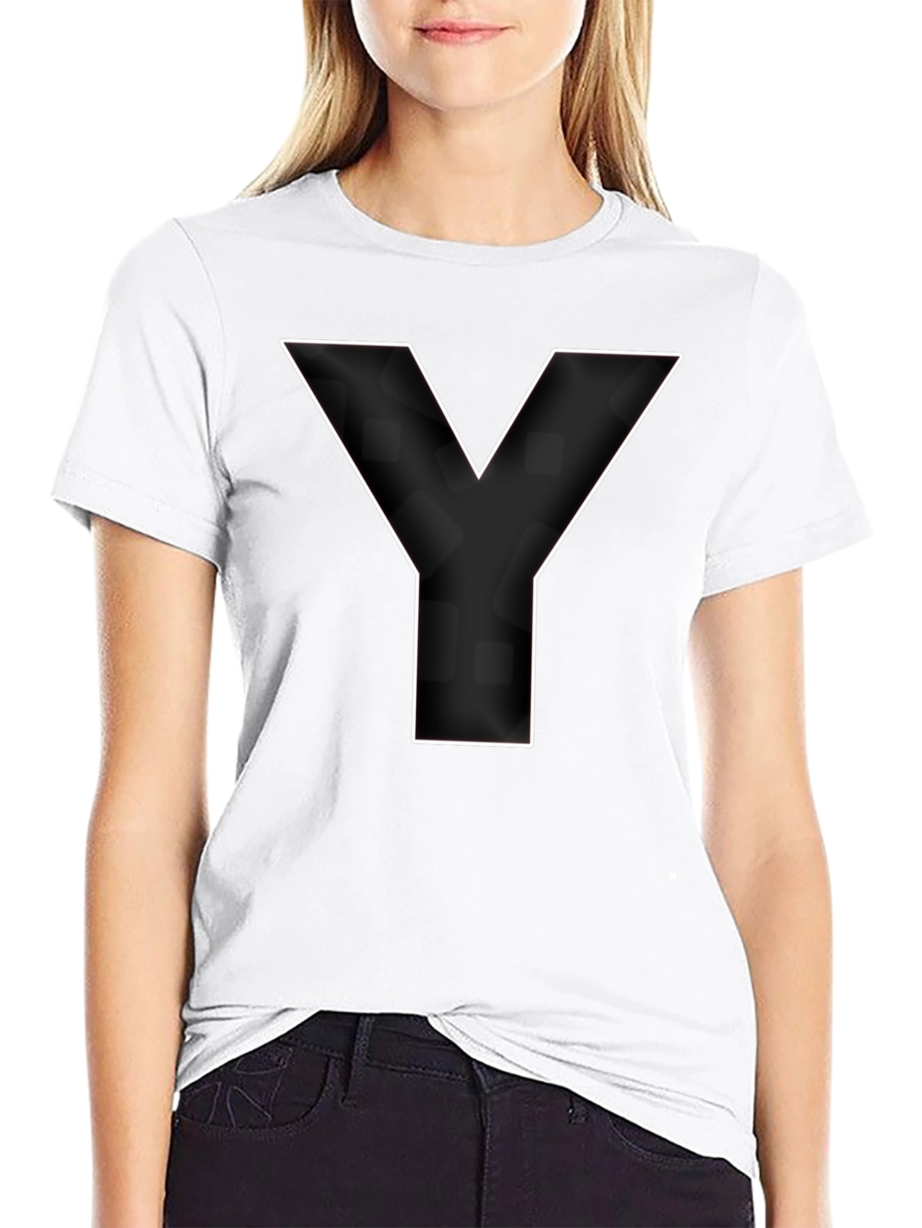 Bold Initial Y Graphic Tee - Classic Black