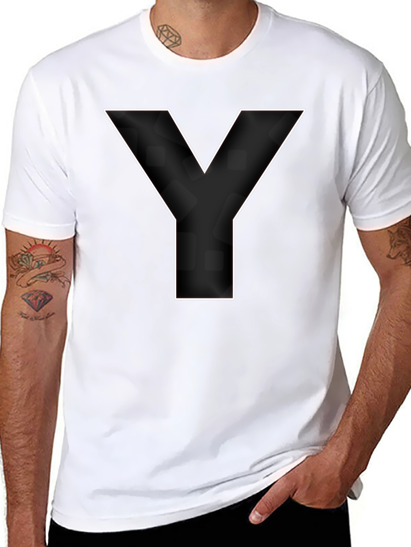 Bold Initial Y Graphic Tee - Classic Black