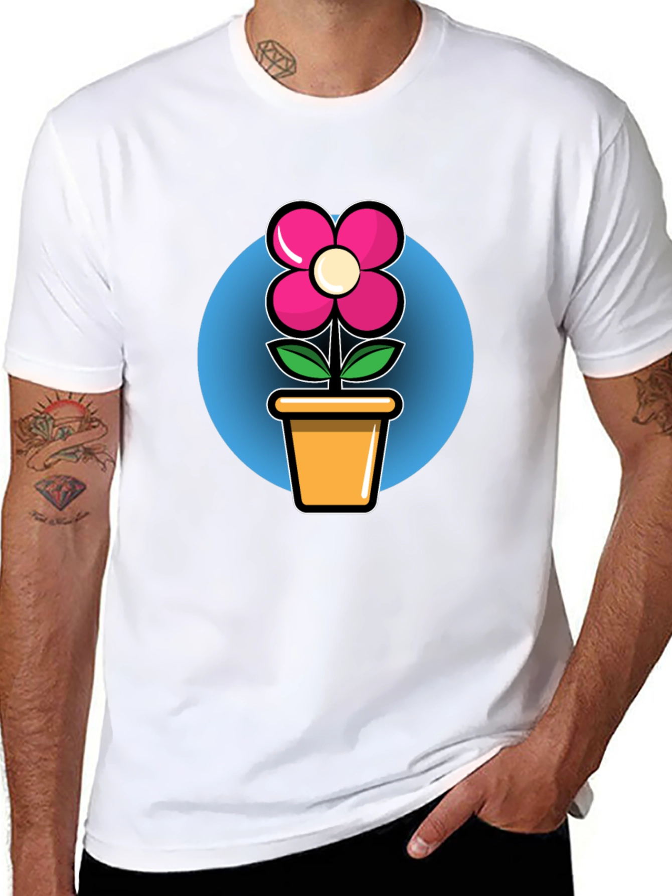 Flower in Pot Graphic Tee - Black