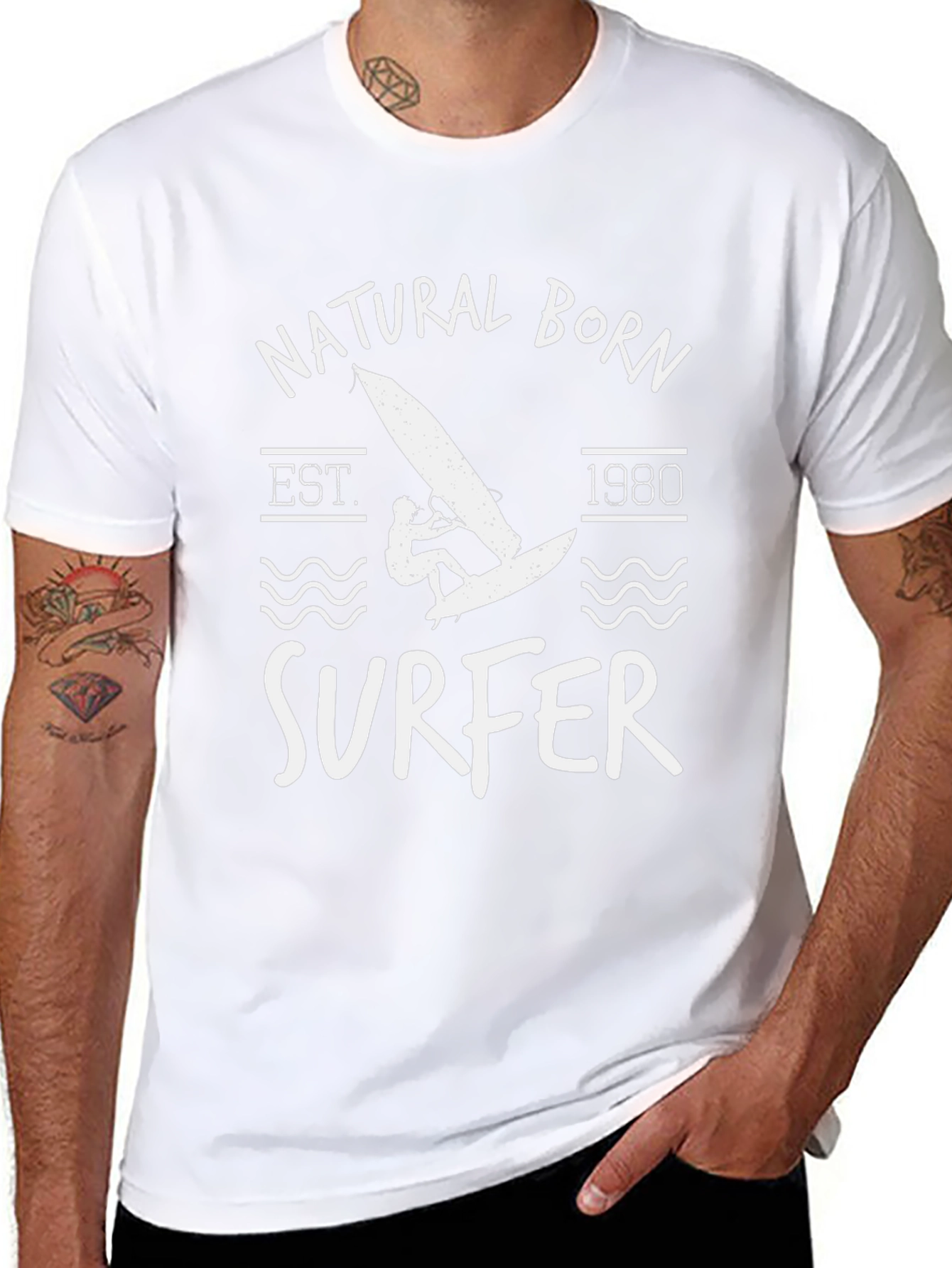 Natural Born Surfer T-Shirt Est. 1980 Surfing Tee