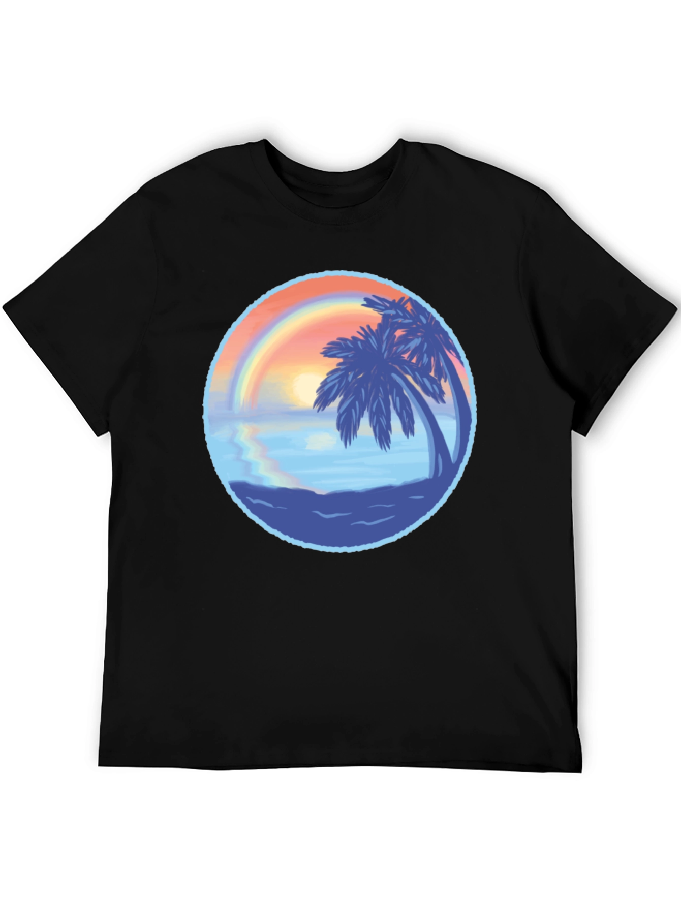 Tropical Sunset Palm Tree Graphic T-Shirt