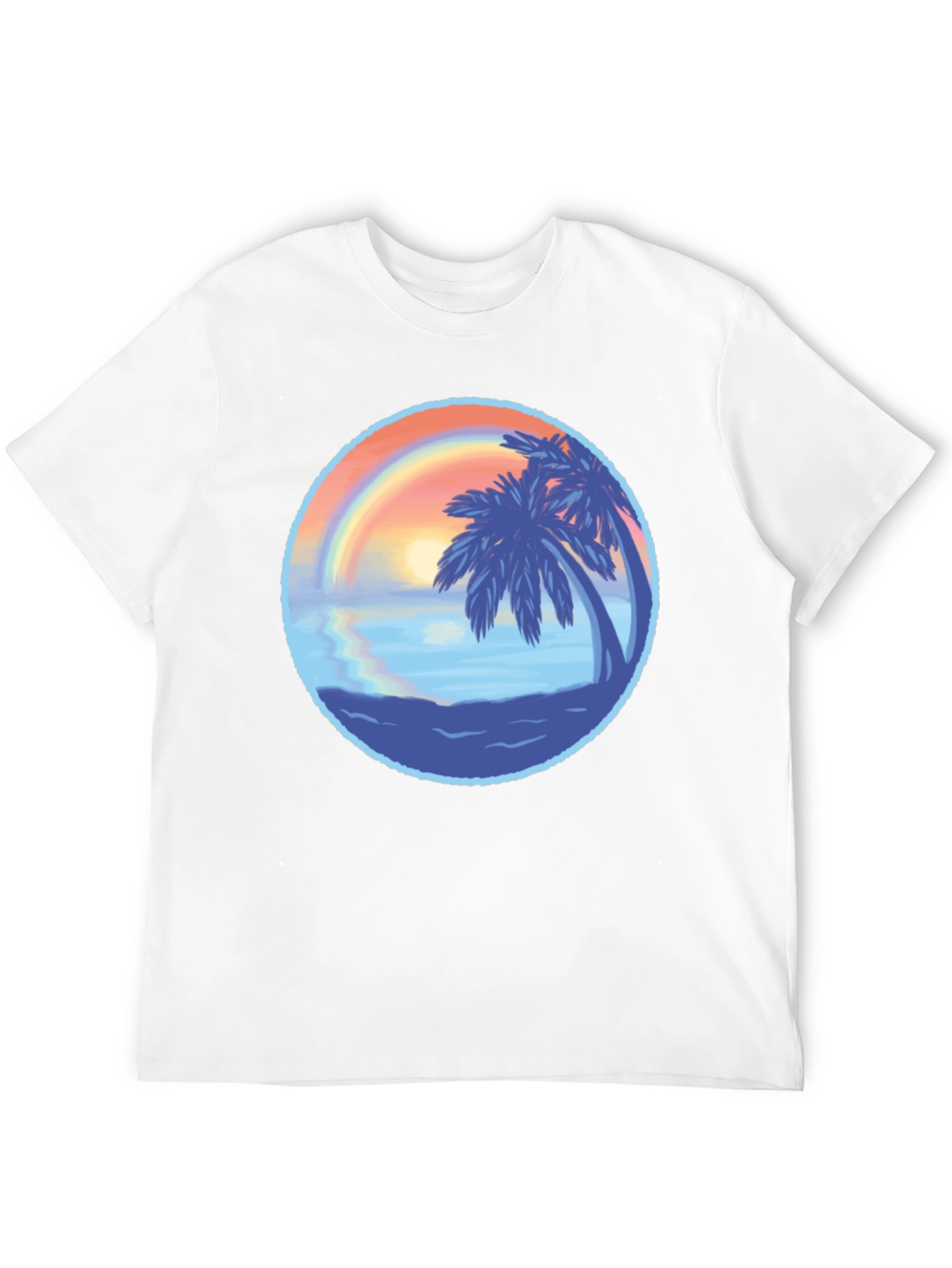 Tropical Sunset Palm Tree Graphic T-Shirt