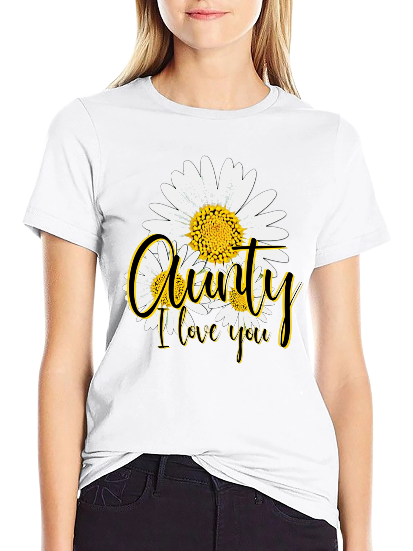 Aunty I Love You Floral Graphic T-Shirt