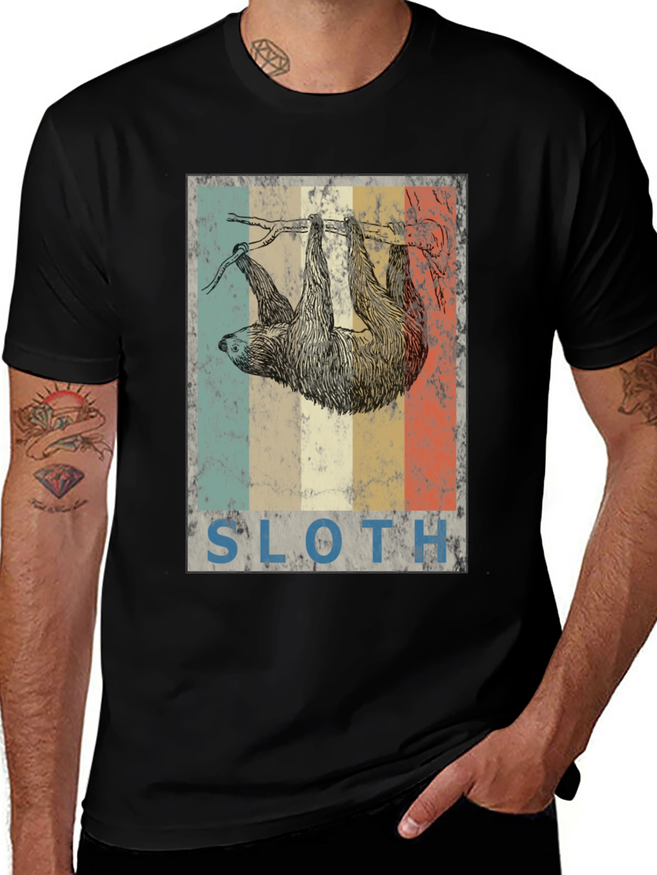 Retro Sloth Graphic T-Shirt - Cute Animal Tee