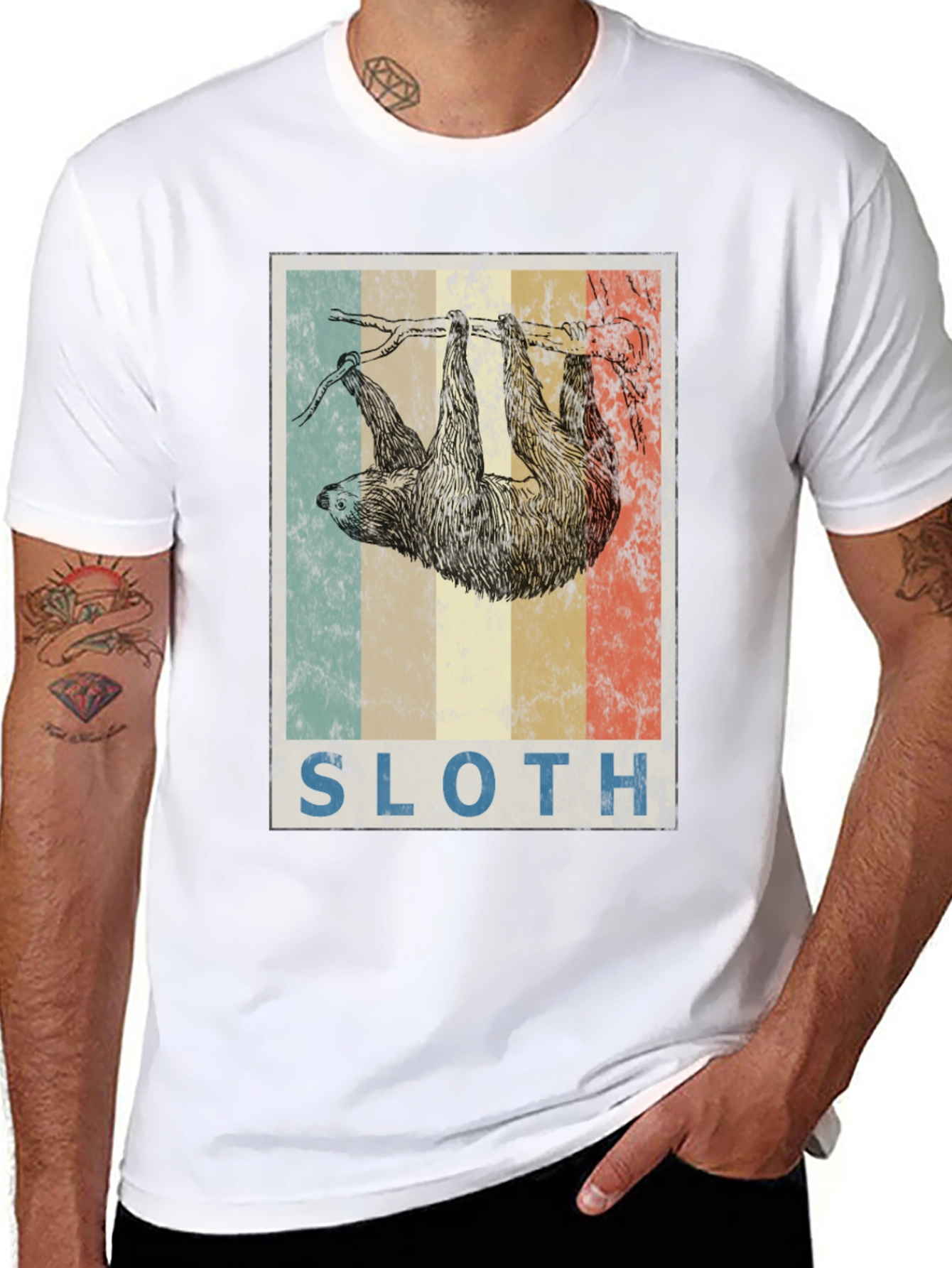 Retro Sloth Graphic T-Shirt - Cute Animal Tee