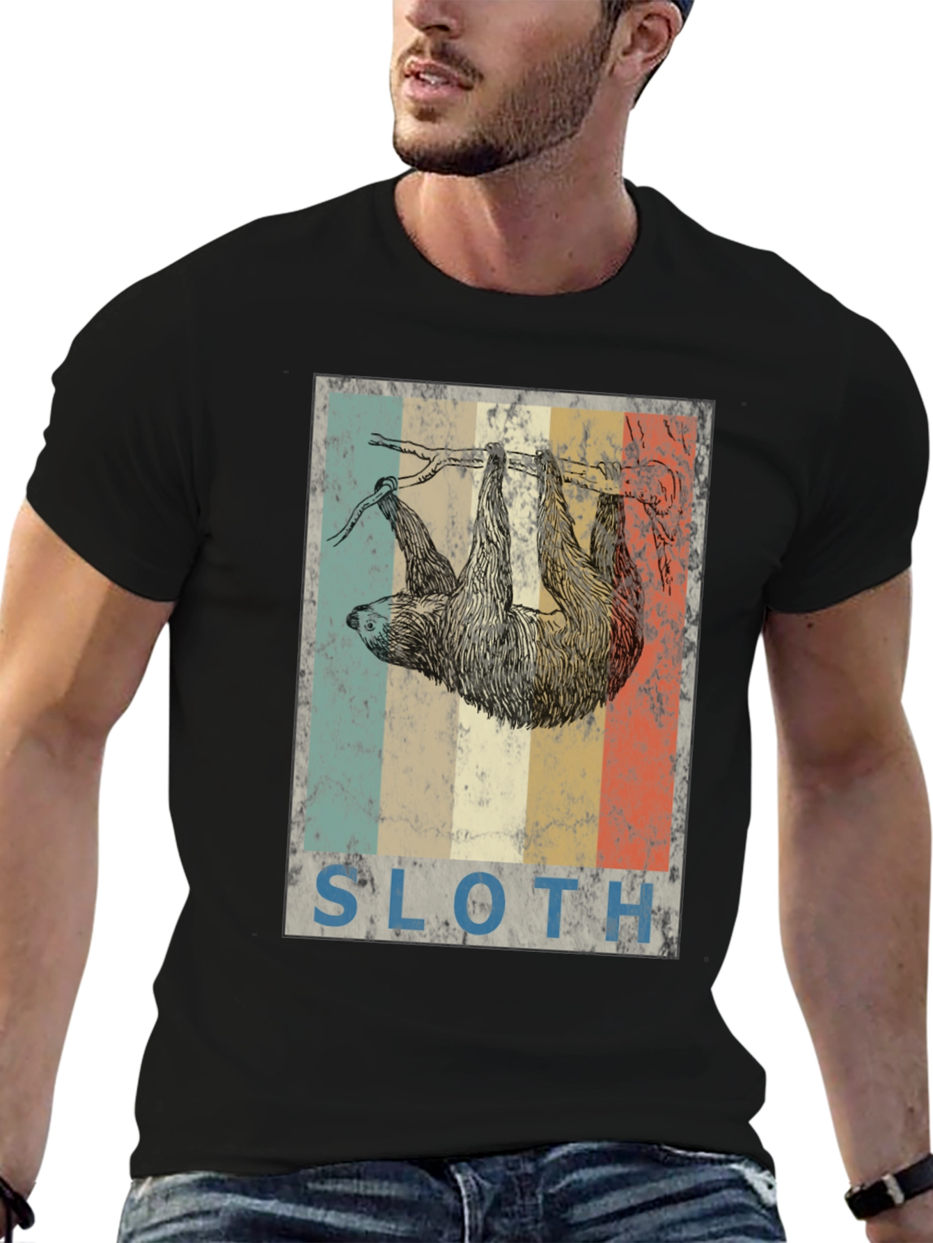 Retro Sloth Graphic T-Shirt - Cute Animal Tee