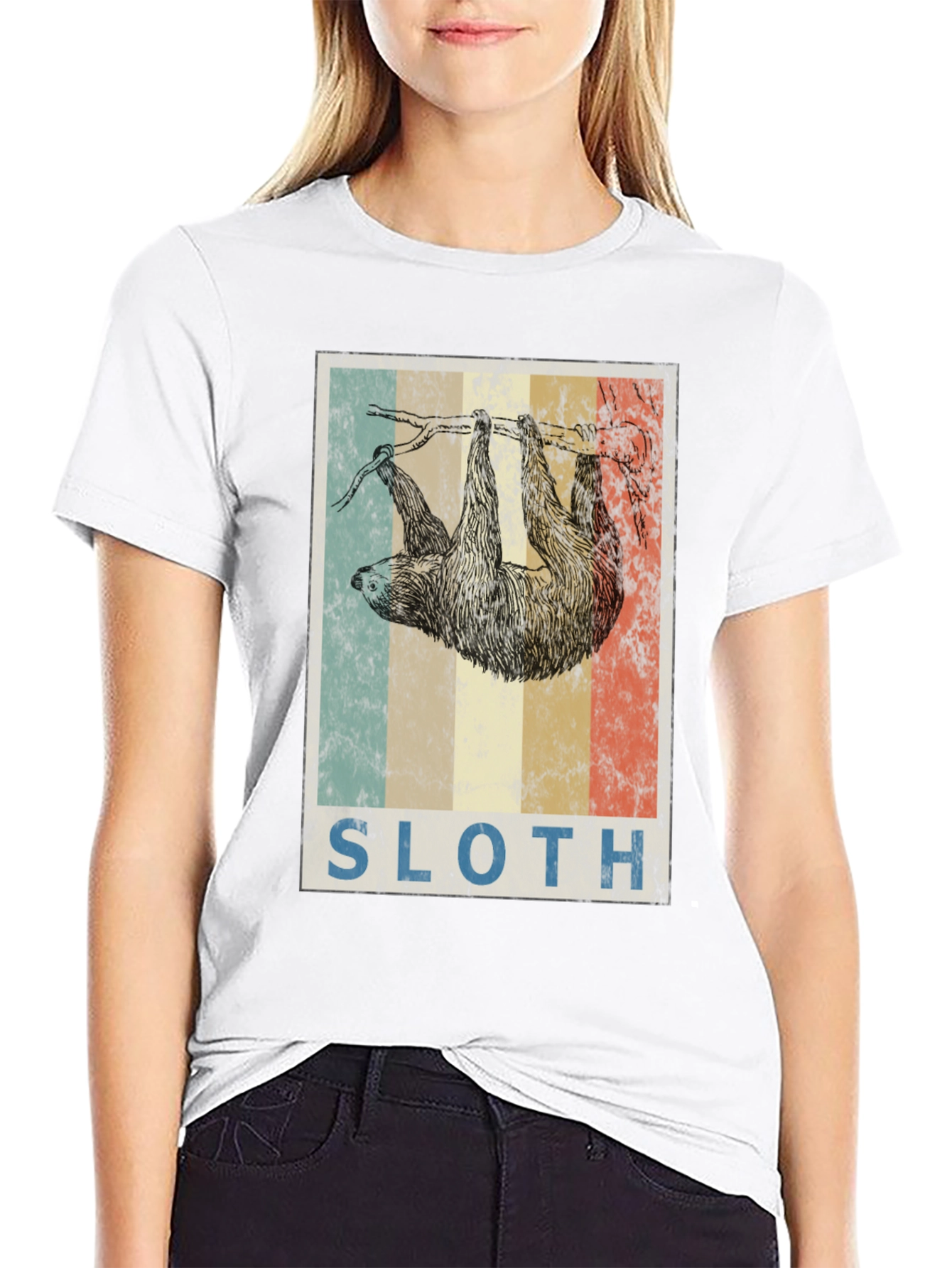 Retro Sloth Graphic T-Shirt - Cute Animal Tee