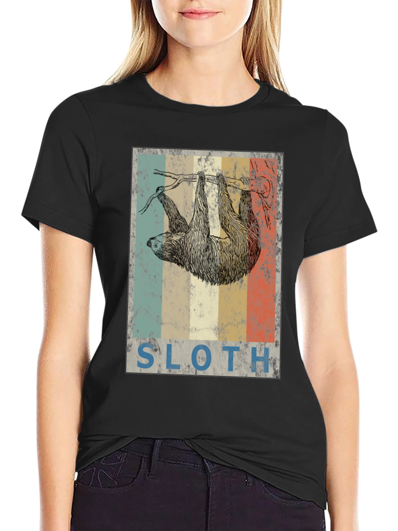 Retro Sloth Graphic T-Shirt - Cute Animal Tee