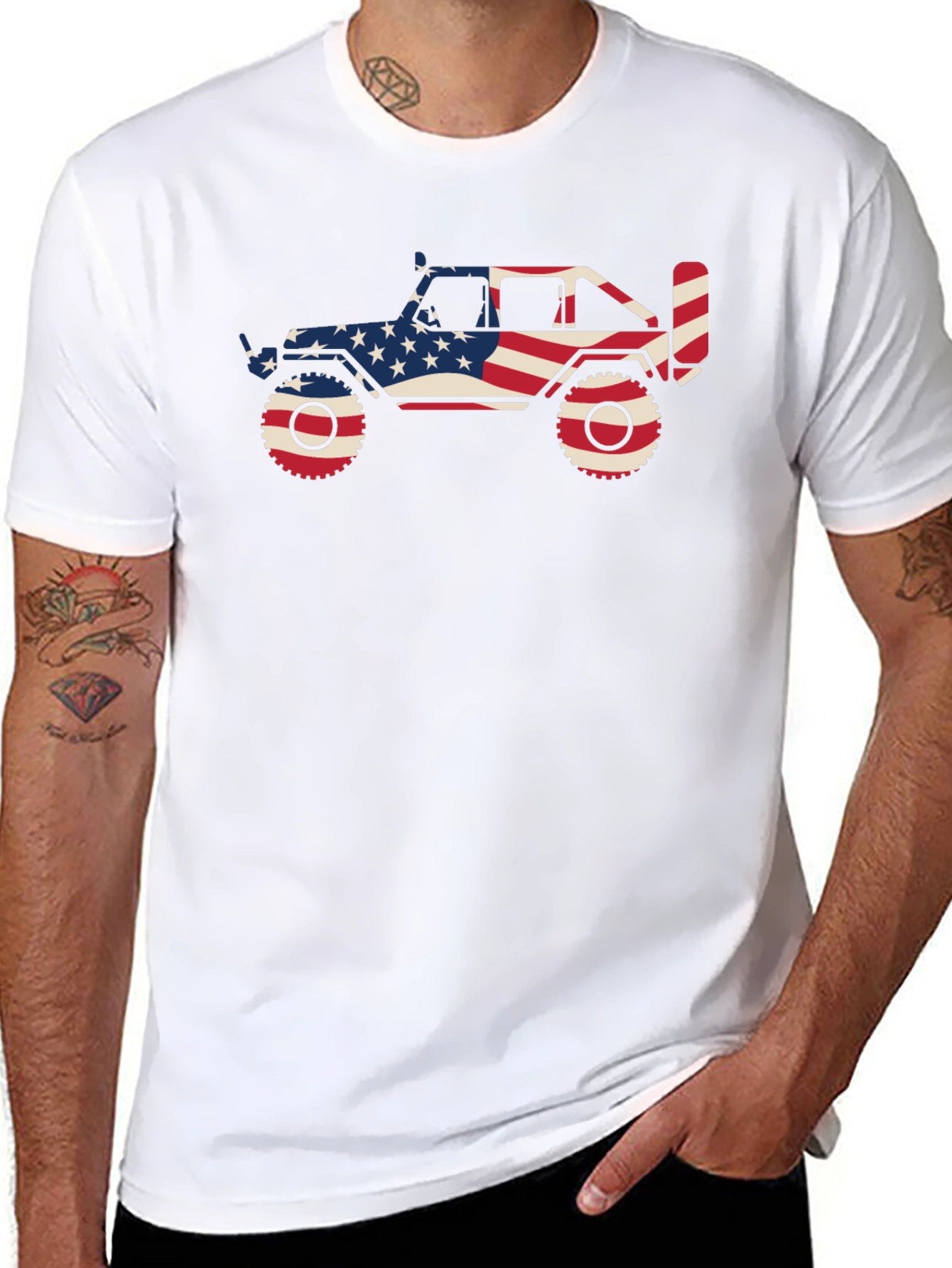 Patriotic Jeep Graphic Tee - Black