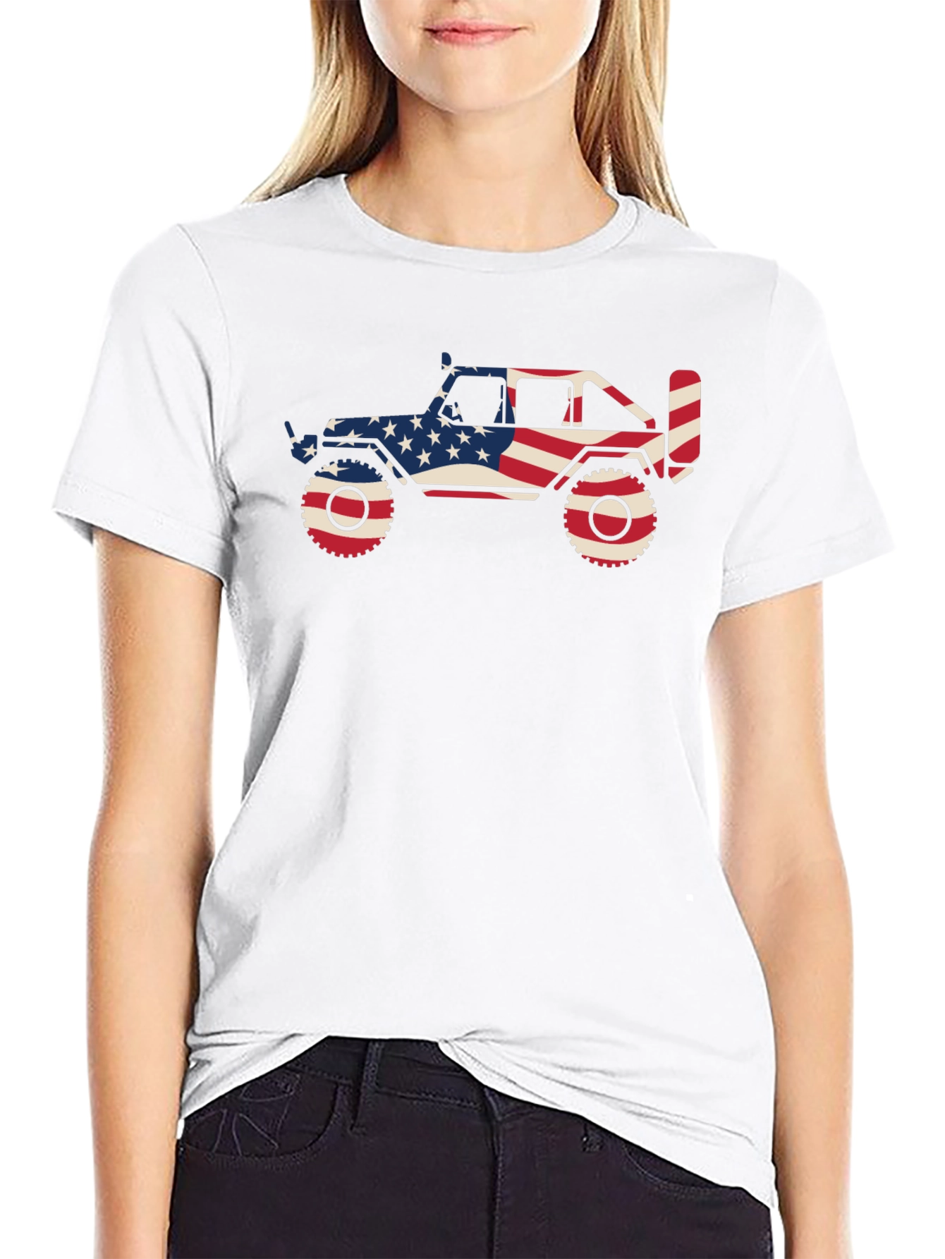 Patriotic Jeep Graphic Tee - Black