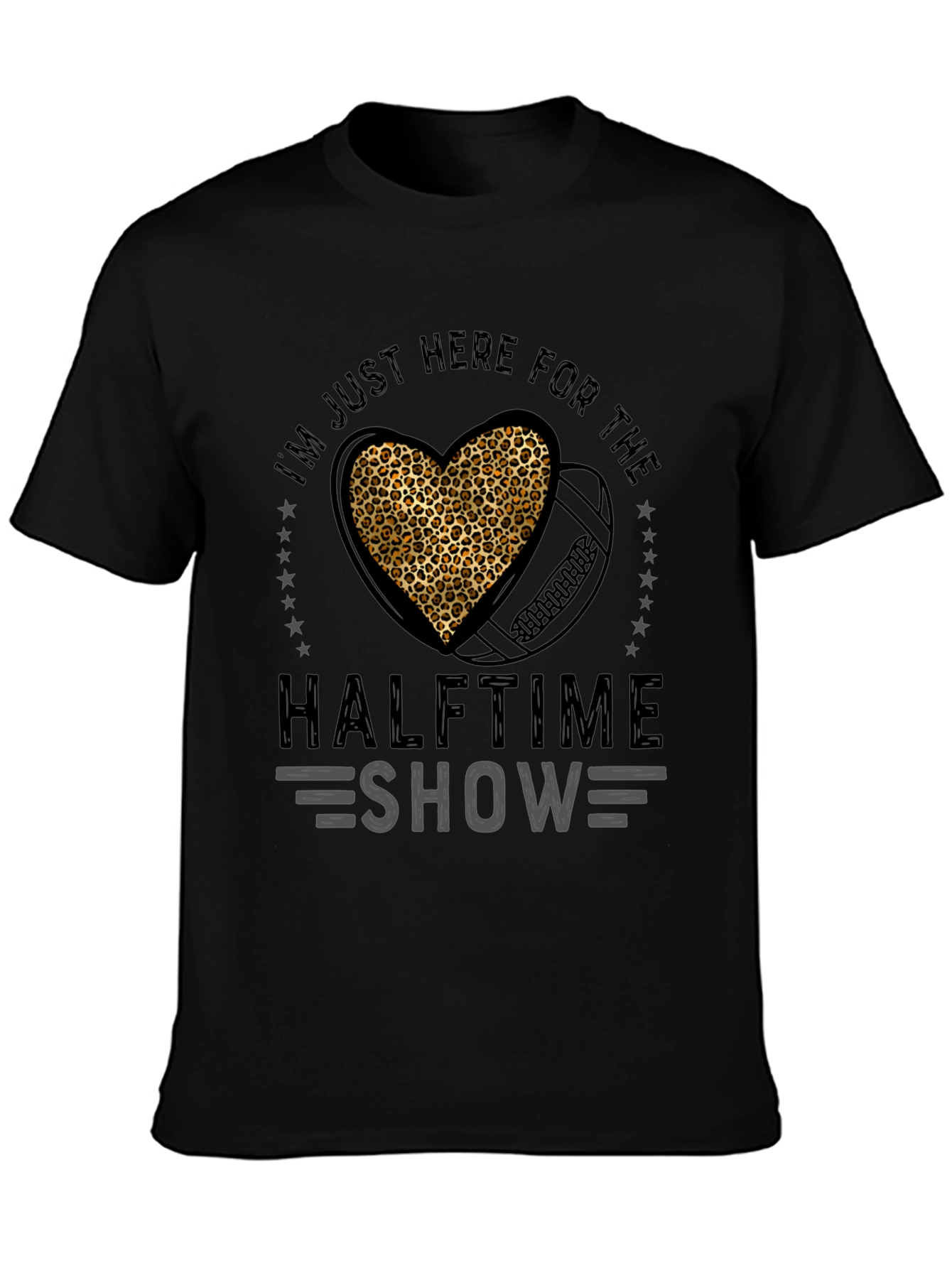 Halftime Show Leopard Heart Football T-Shirt