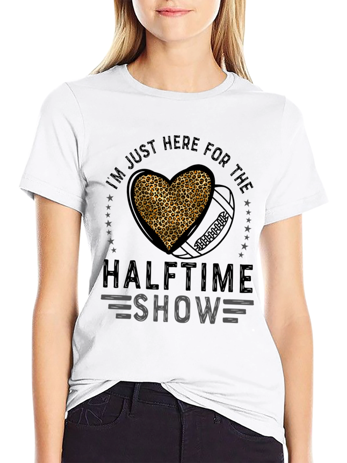 Halftime Show Leopard Heart Football T-Shirt