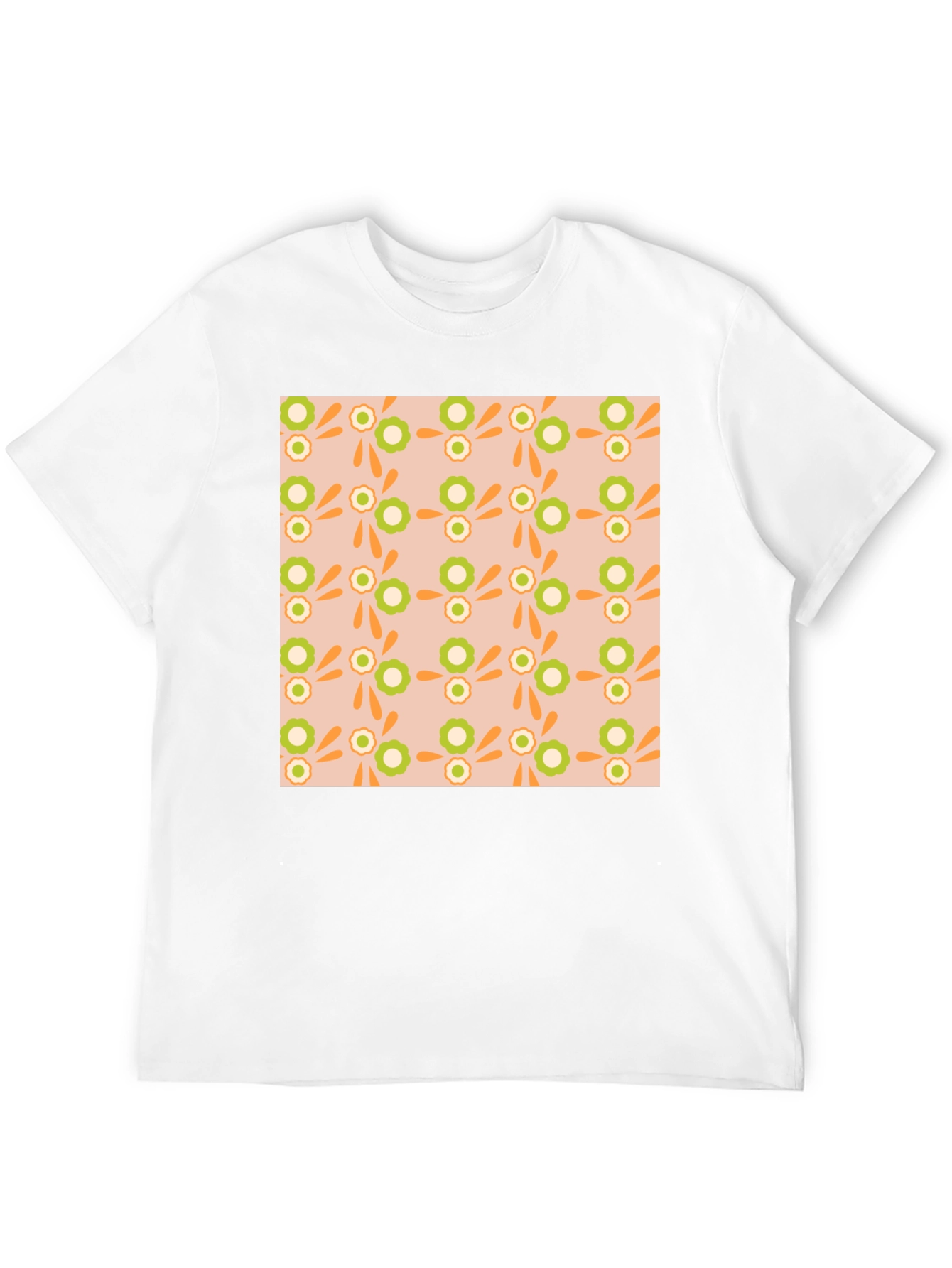 Retro Floral Pattern Black T-Shirt