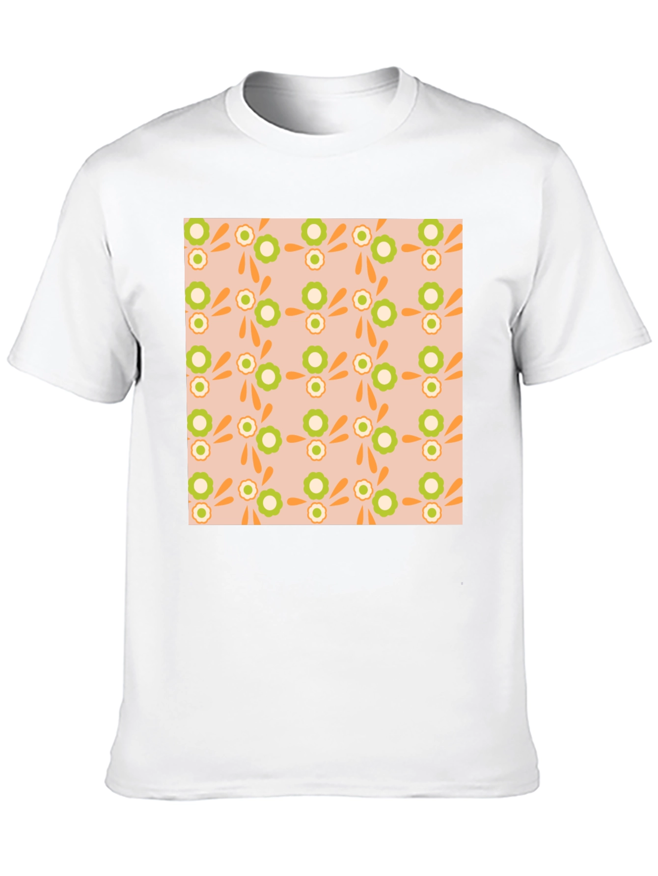 Retro Floral Pattern Black T-Shirt