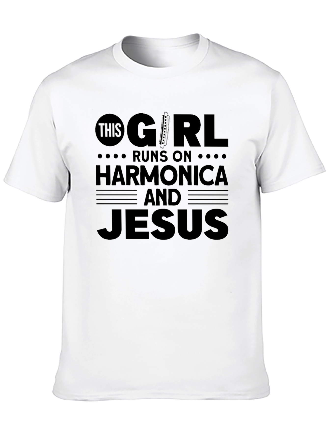 Harmonica & Jesus Graphic T-Shirt