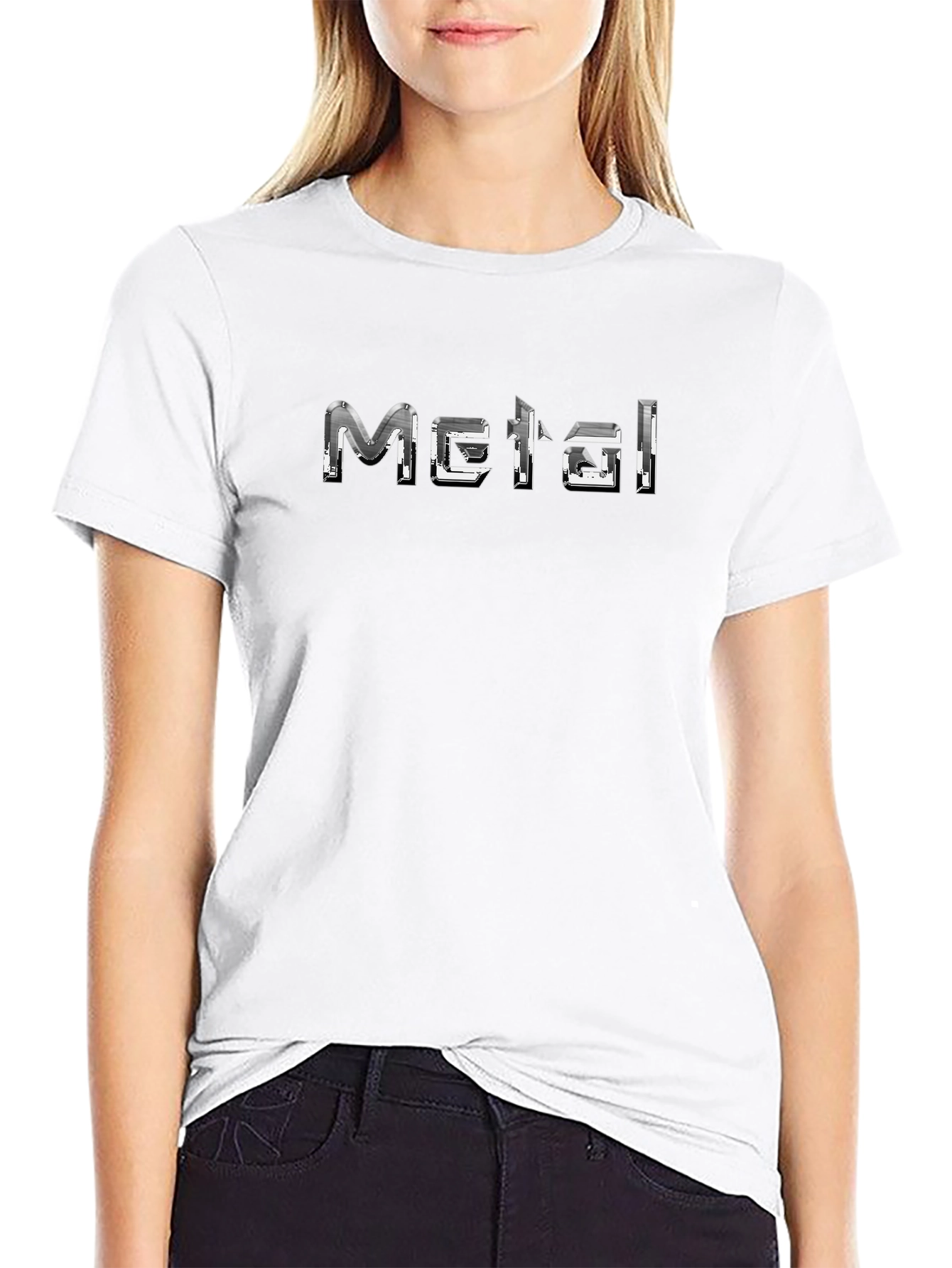 Metal Print Graphic Tee - Black Cotton Blend