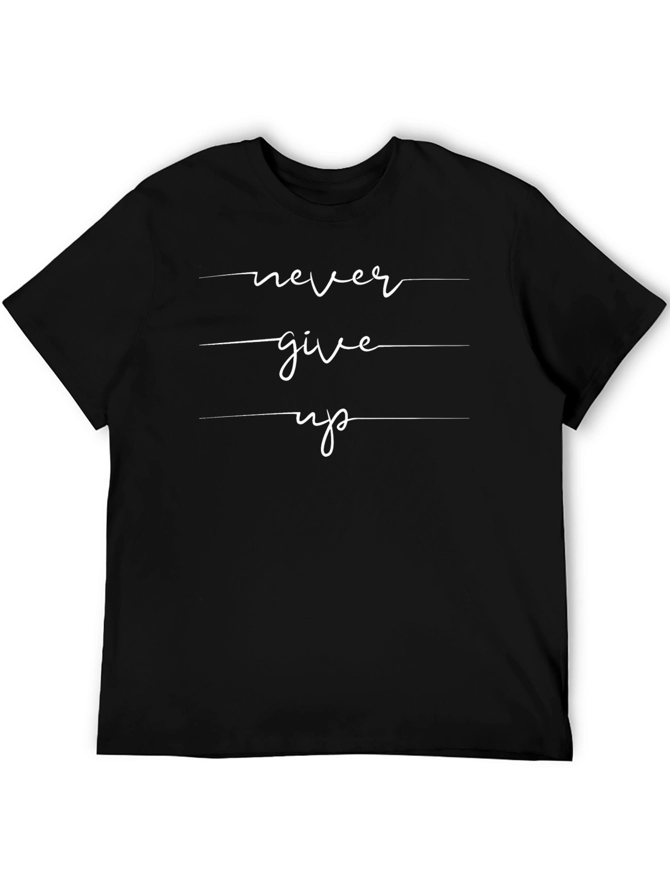 Never Give Up Graphic Tee - Black Casual Shirt