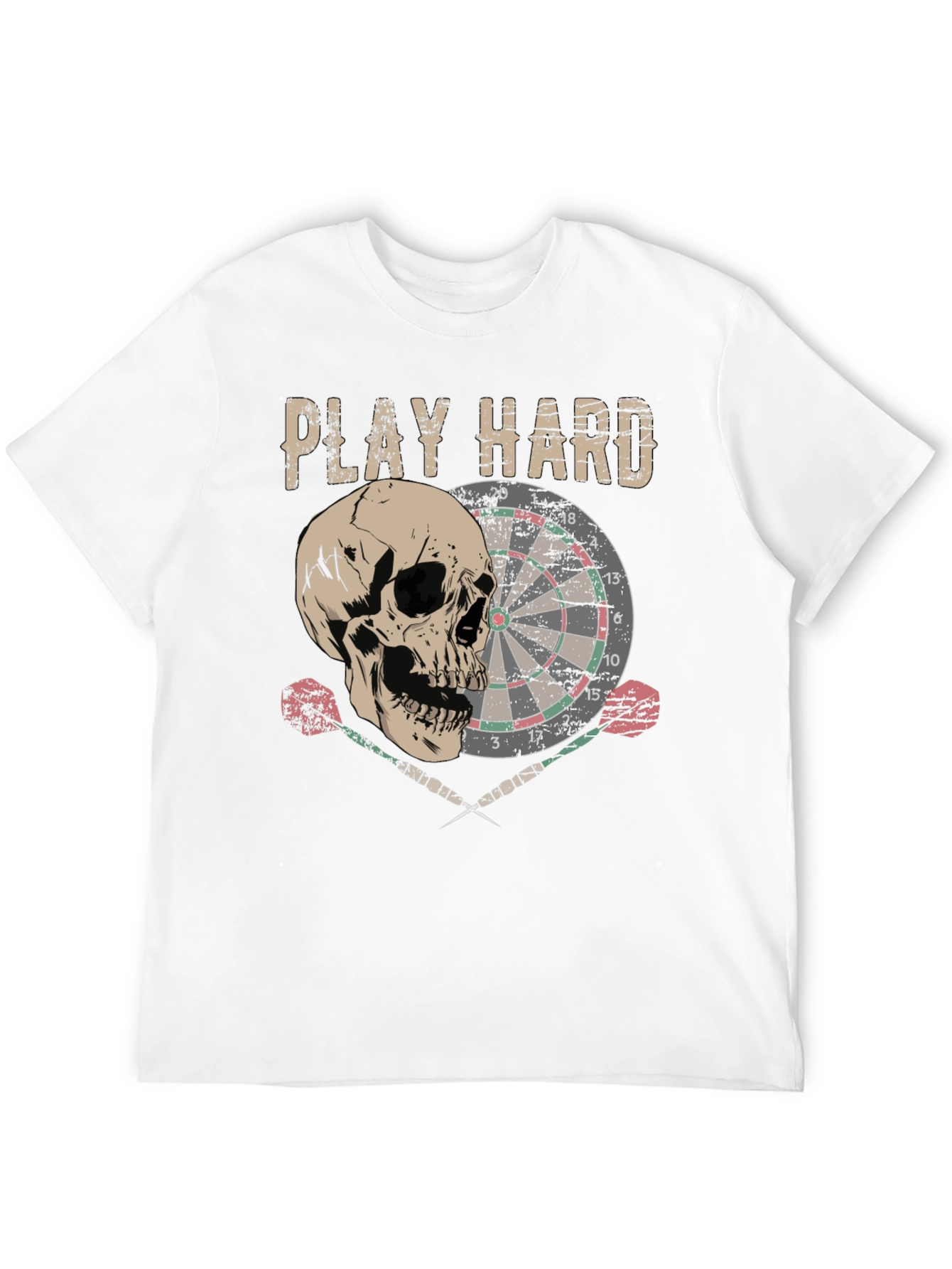Play Hard Dartboard Skull Graphic T-Shirt