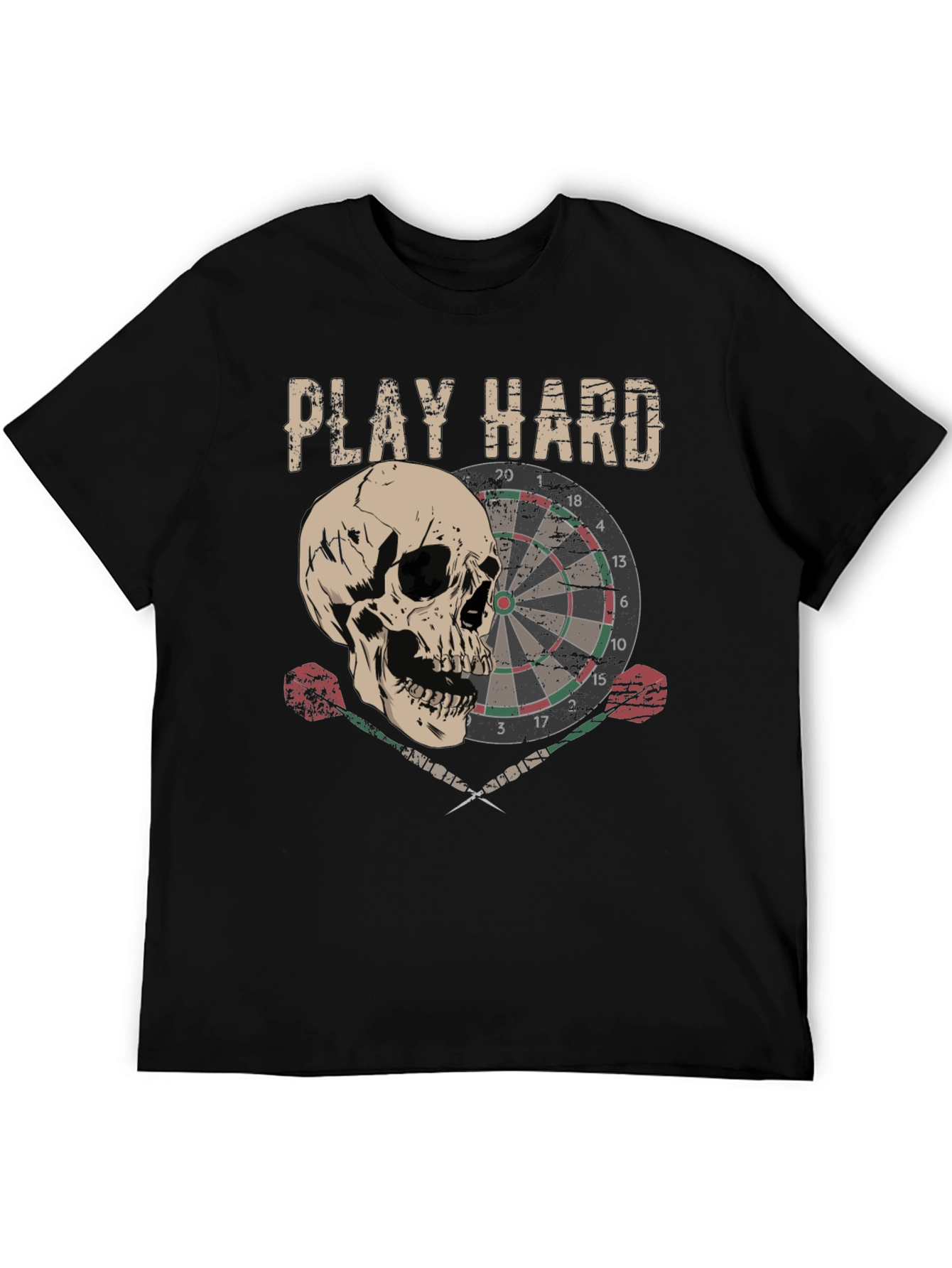 Play Hard Dartboard Skull Graphic T-Shirt