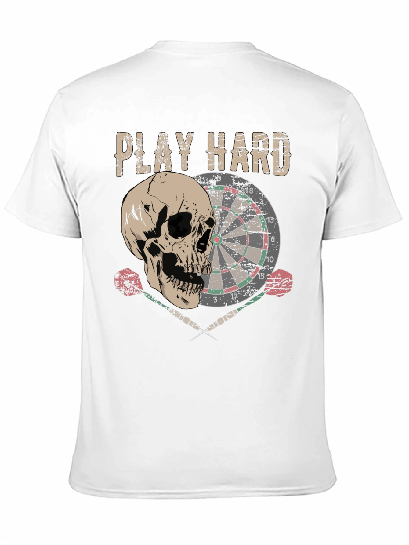 Play Hard Dartboard Skull Graphic T-Shirt