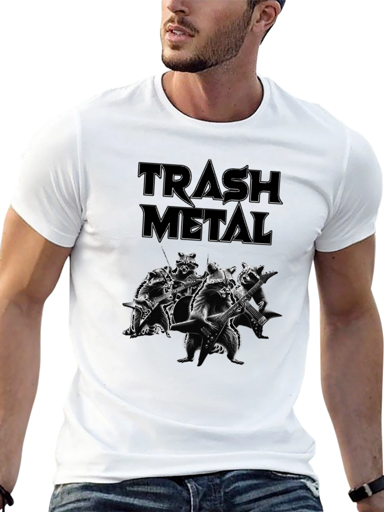 Trash Metal Band T-Shirt - Heavy Metal Racoon Musicians