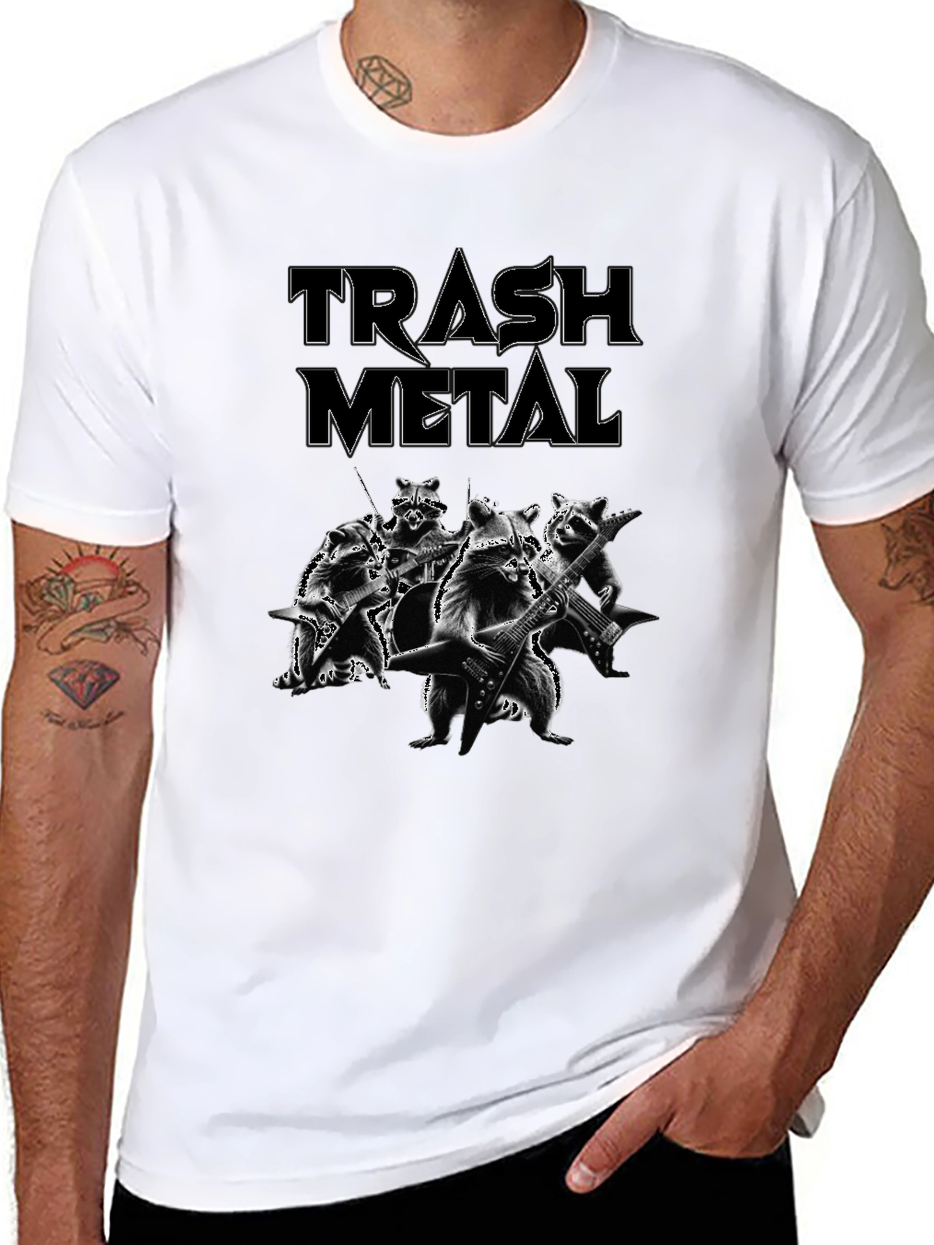 Trash Metal Band T-Shirt - Heavy Metal Racoon Musicians