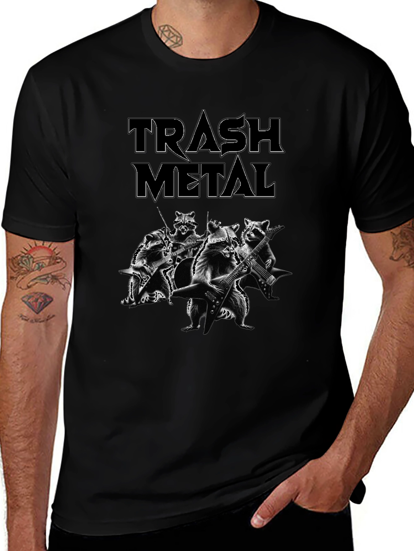 Trash Metal Band T-Shirt - Heavy Metal Racoon Musicians