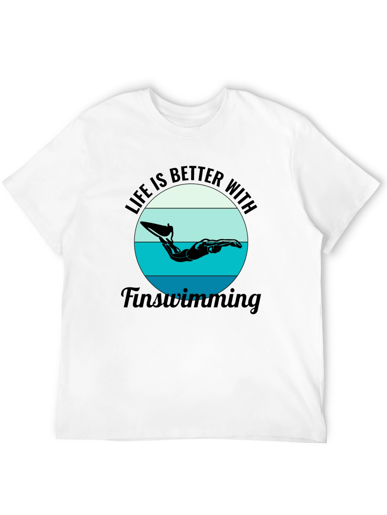 Life is Better Fin Swimming Black T-Shirt
