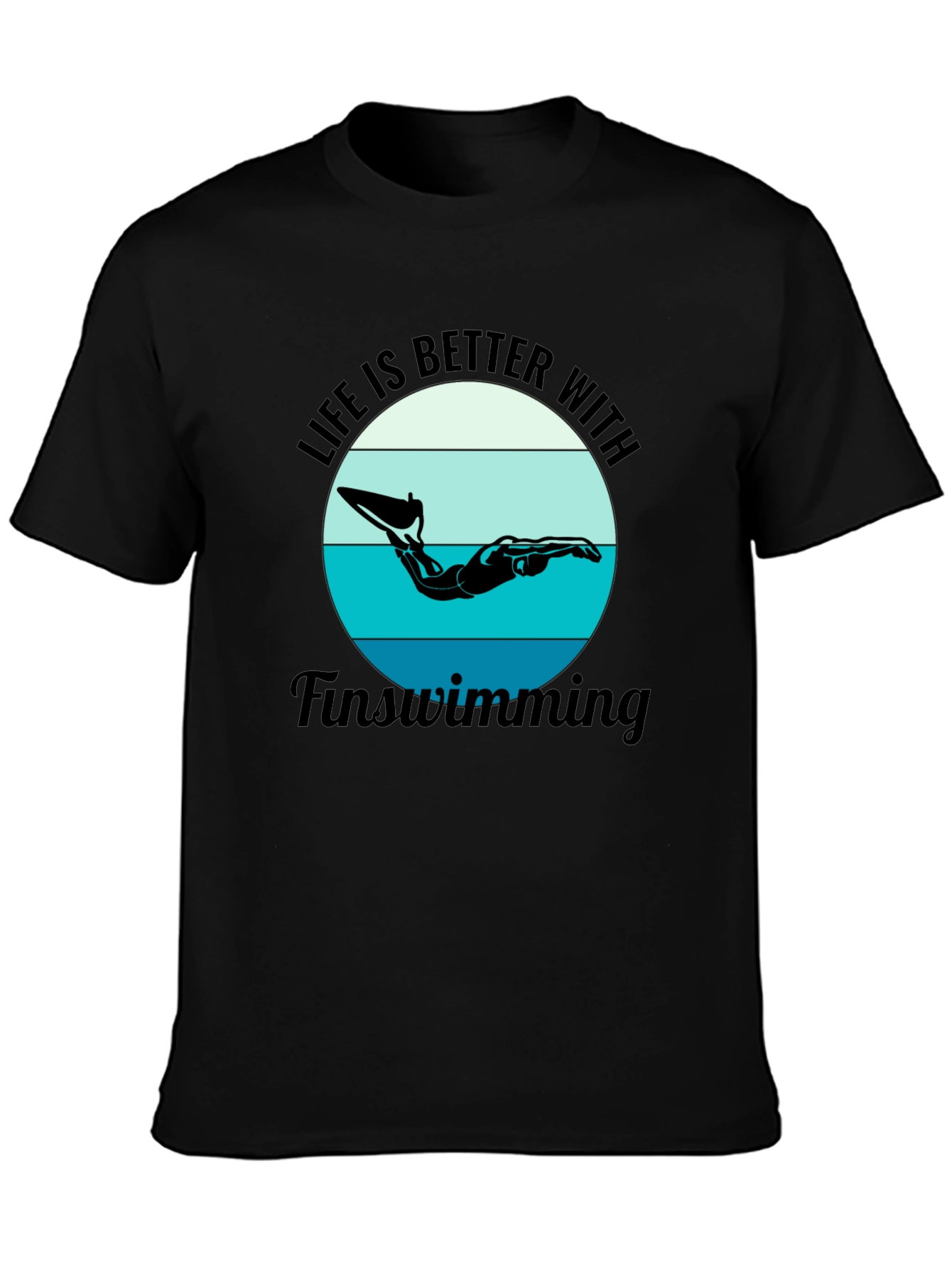 Life is Better Fin Swimming Black T-Shirt