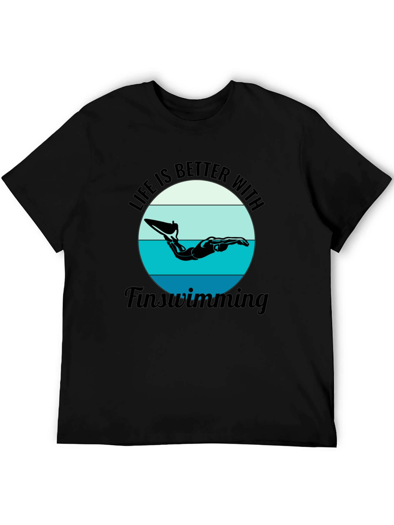 Life is Better Fin Swimming Black T-Shirt
