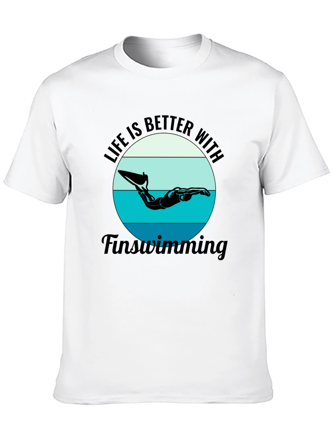 Life is Better Fin Swimming Black T-Shirt