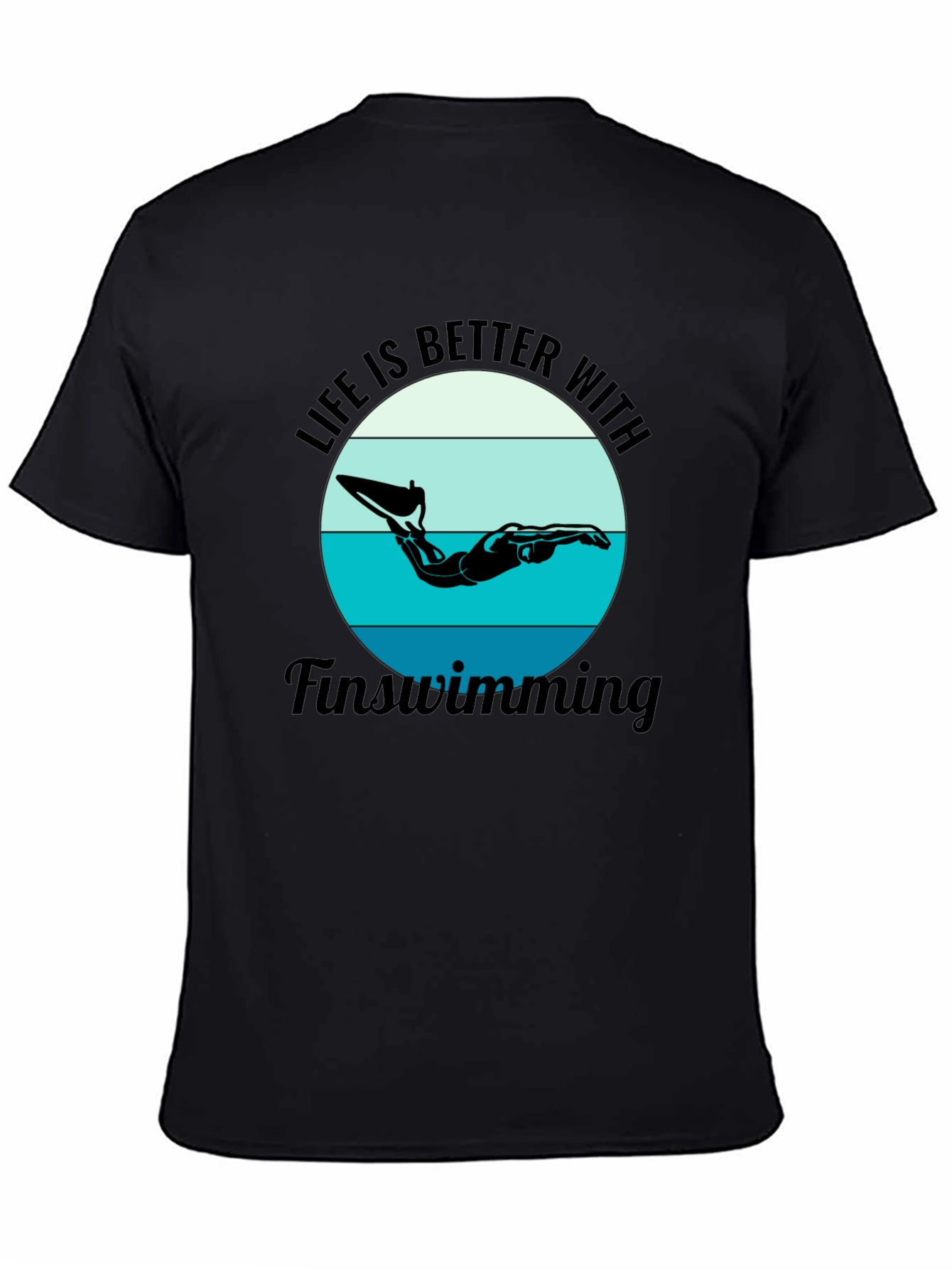 Life is Better Fin Swimming Black T-Shirt