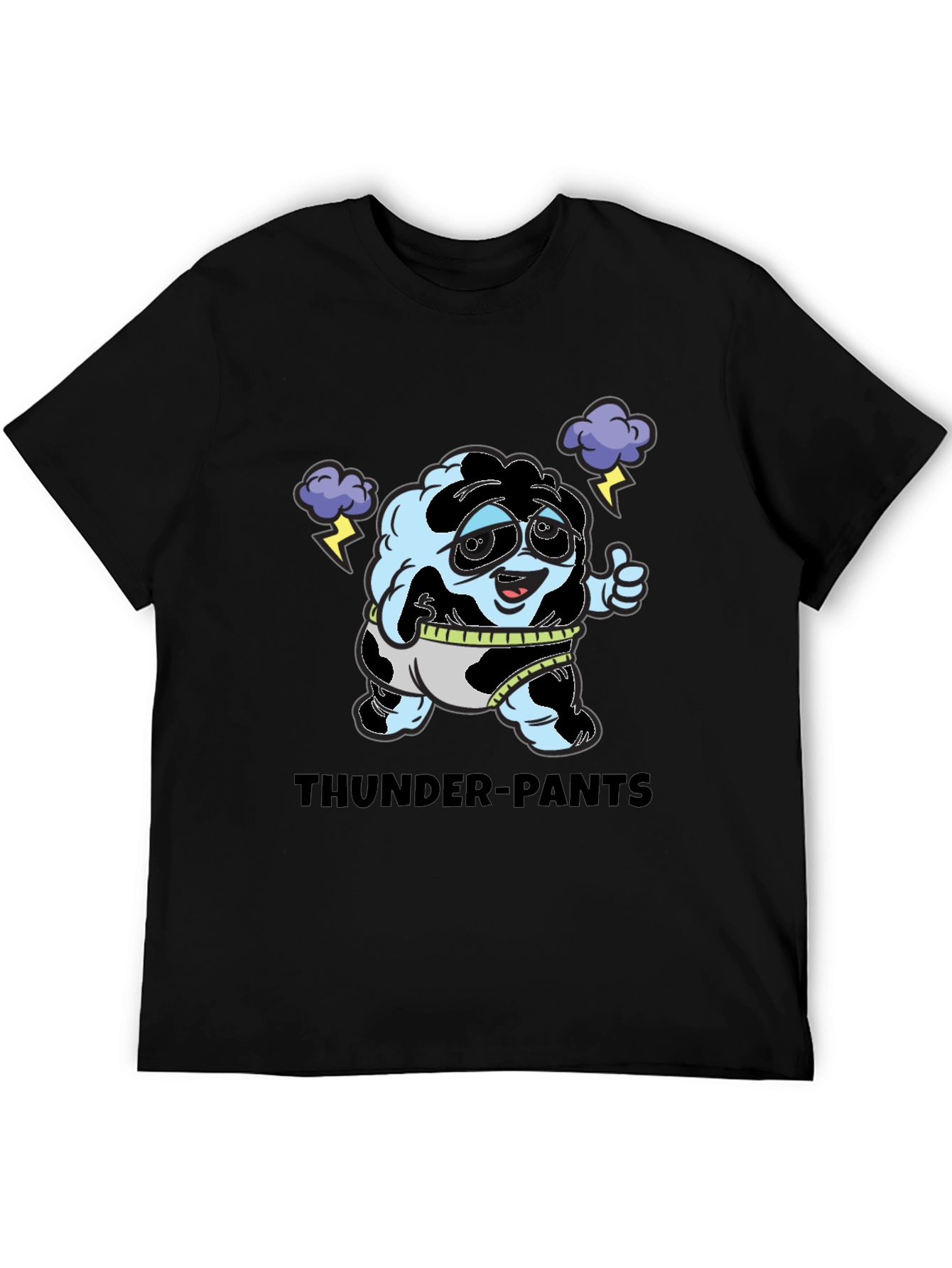 Thunder-Pants Cartoon Black T-Shirt