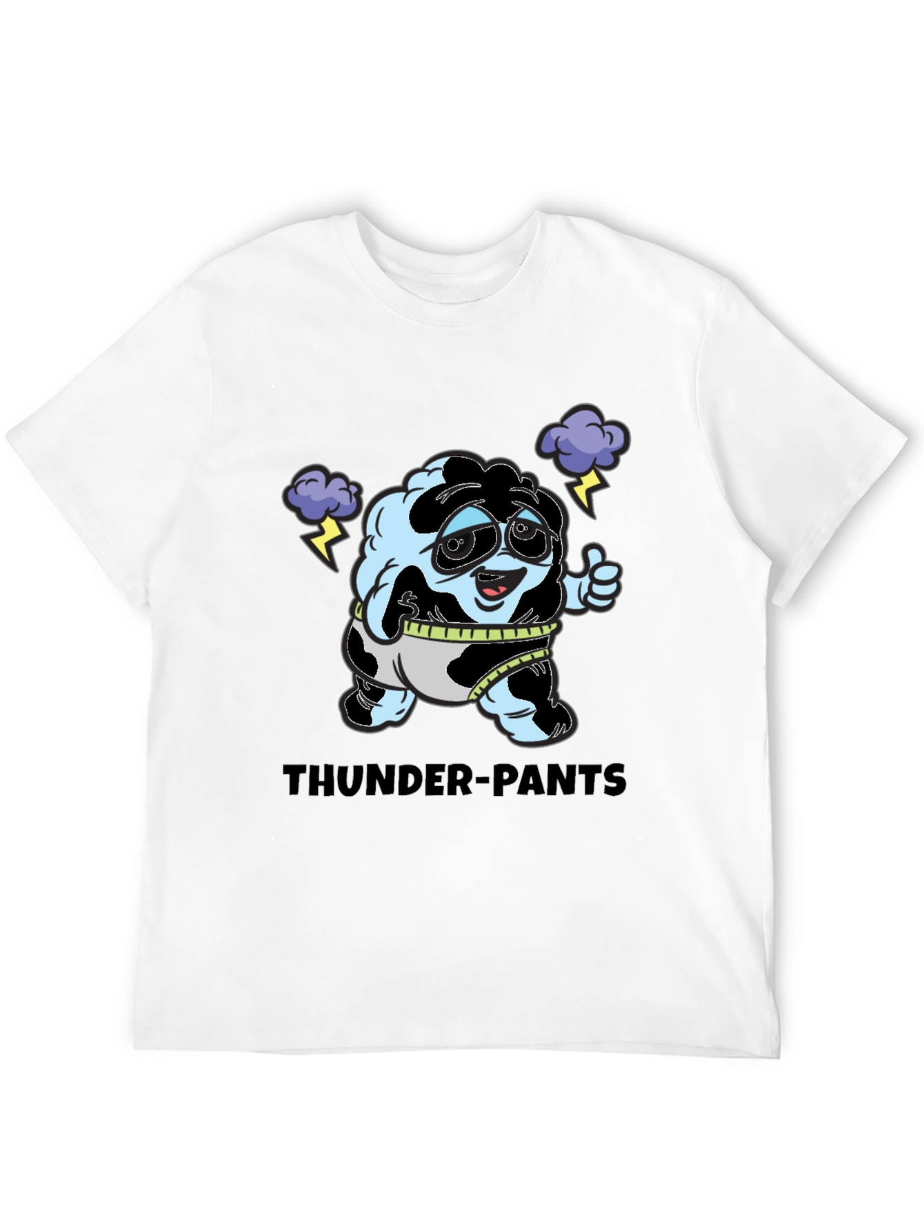 Thunder-Pants Cartoon Black T-Shirt